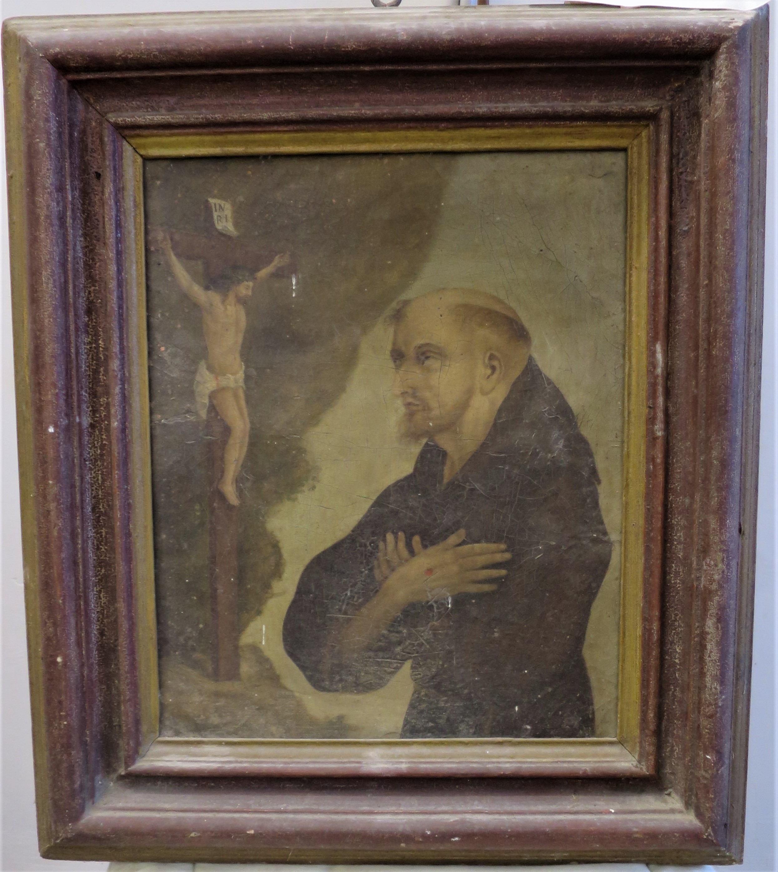 San Francesco in adorazione del crocifisso (dipinto) - ambito ligure (seconda metà XIX)