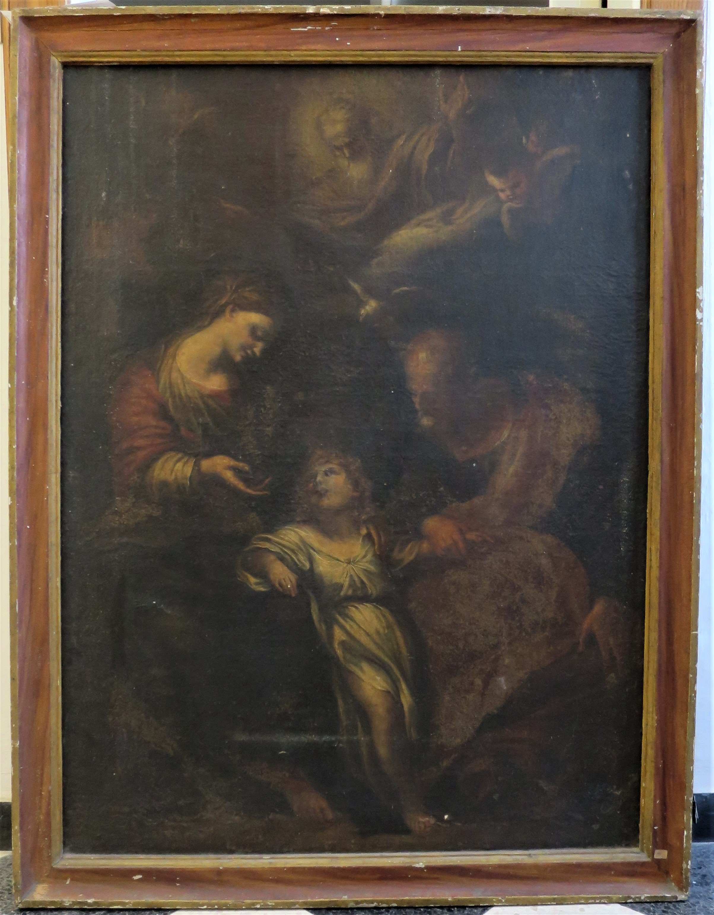 Sacra Famiglia con Dio Padre e lo Spirito Santo, Sacra Famiglia con Dio Padre e lo Spirito Santo (dipinto) di Piola Domenico (bottega) (fine XVII)
