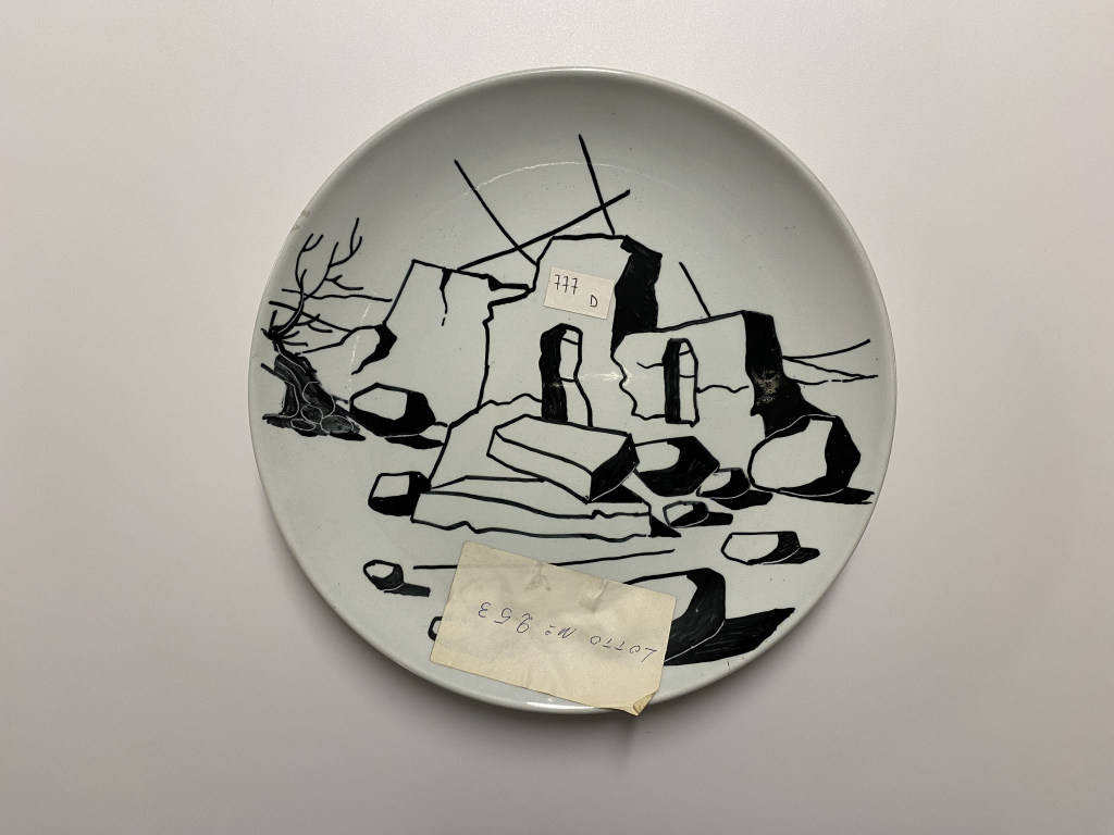 paesaggio con rovine (piatto piano, opera isolata) - ambito friulano (terzo quarto XX)