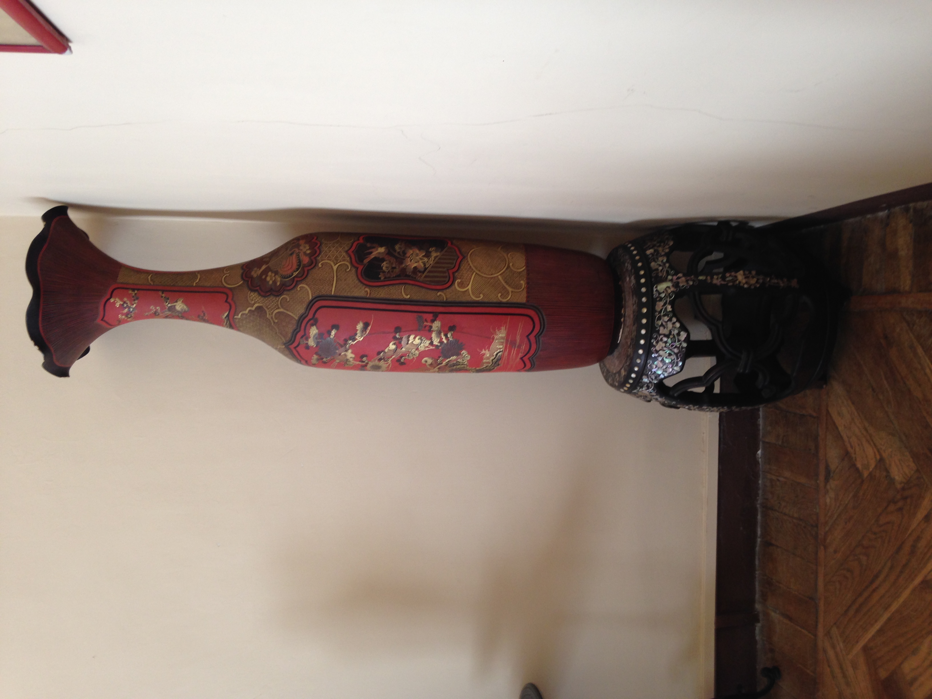 vaso - Coppia di vasi in terracotta dipinti con cineserie, coppia - ambito italiano (inizio/ fine XIX)