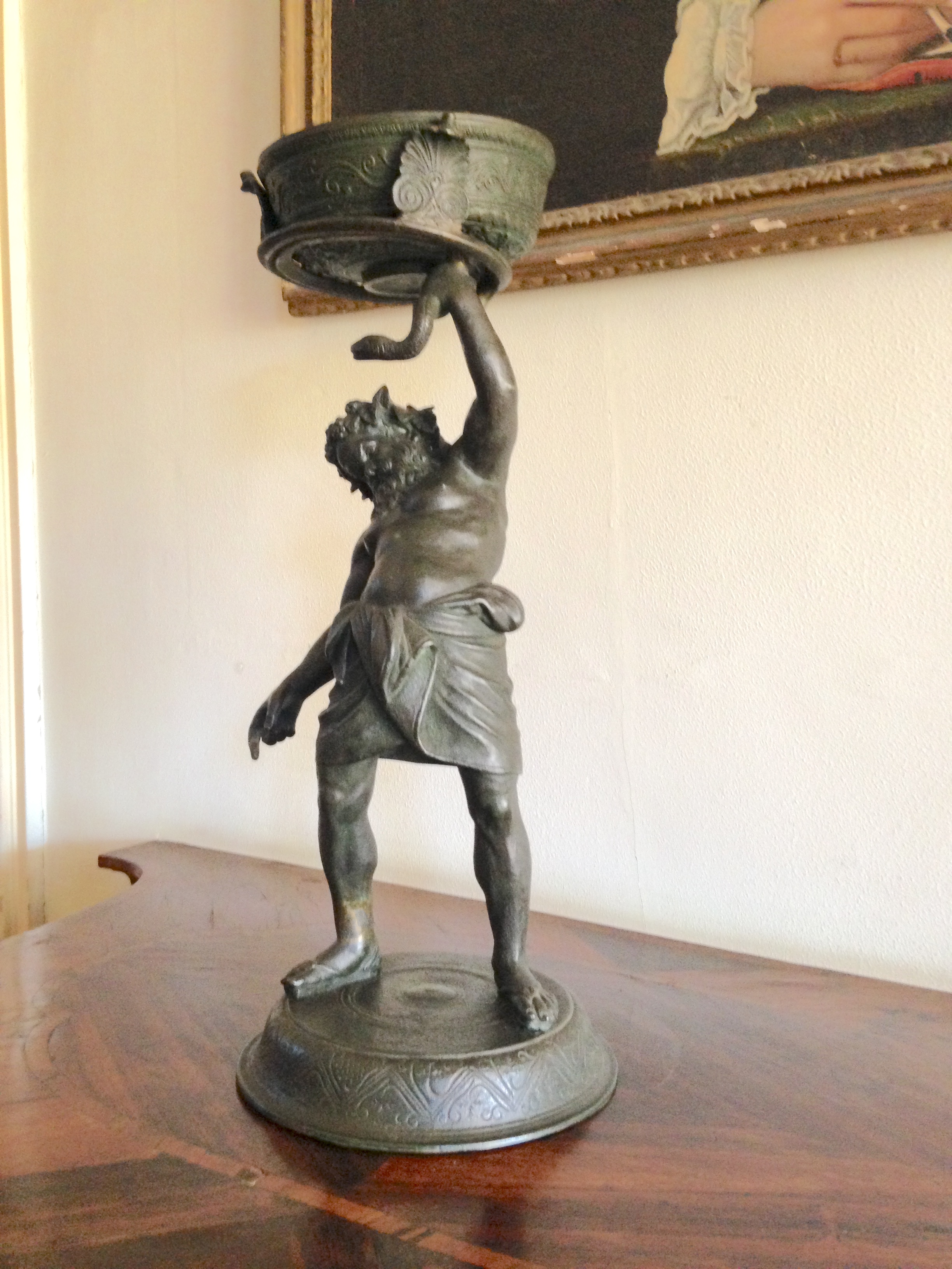 bruciaprofumi - con statuetta di Satiro, opera isolata - ambito europeo (primo quarto XX)