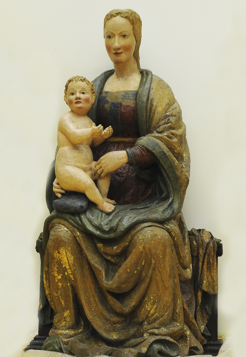 Madonna con Bambino in grembo (scultura lignea, opera isolata) - ambito umbro-marchigiano (prima metà XVI)