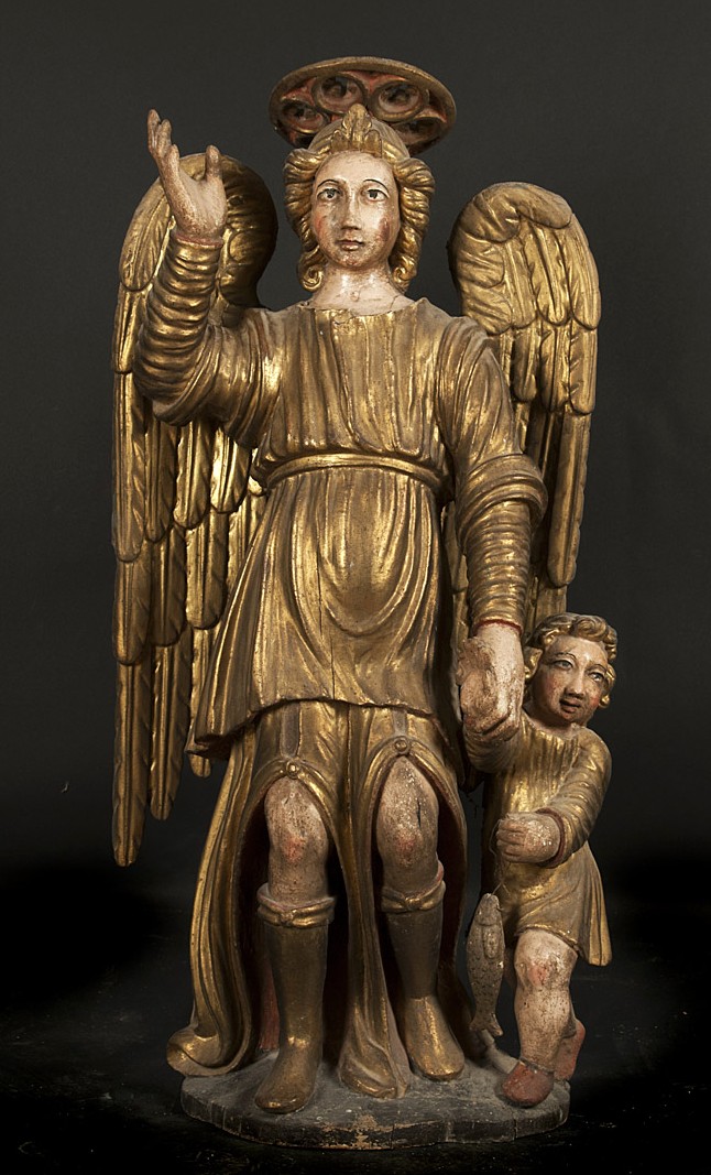 San Raffaele Arcangelo e Tobiolo (statua, complesso decorativo) - bottega umbra (fine/ inizio secc. XVI/ XVII)