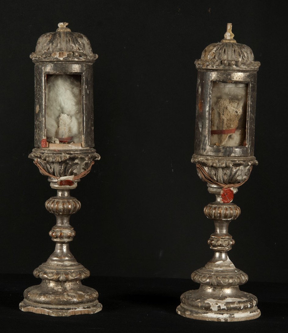 reliquiario, coppia - bottega umbra (prima metà sec. XVIII)