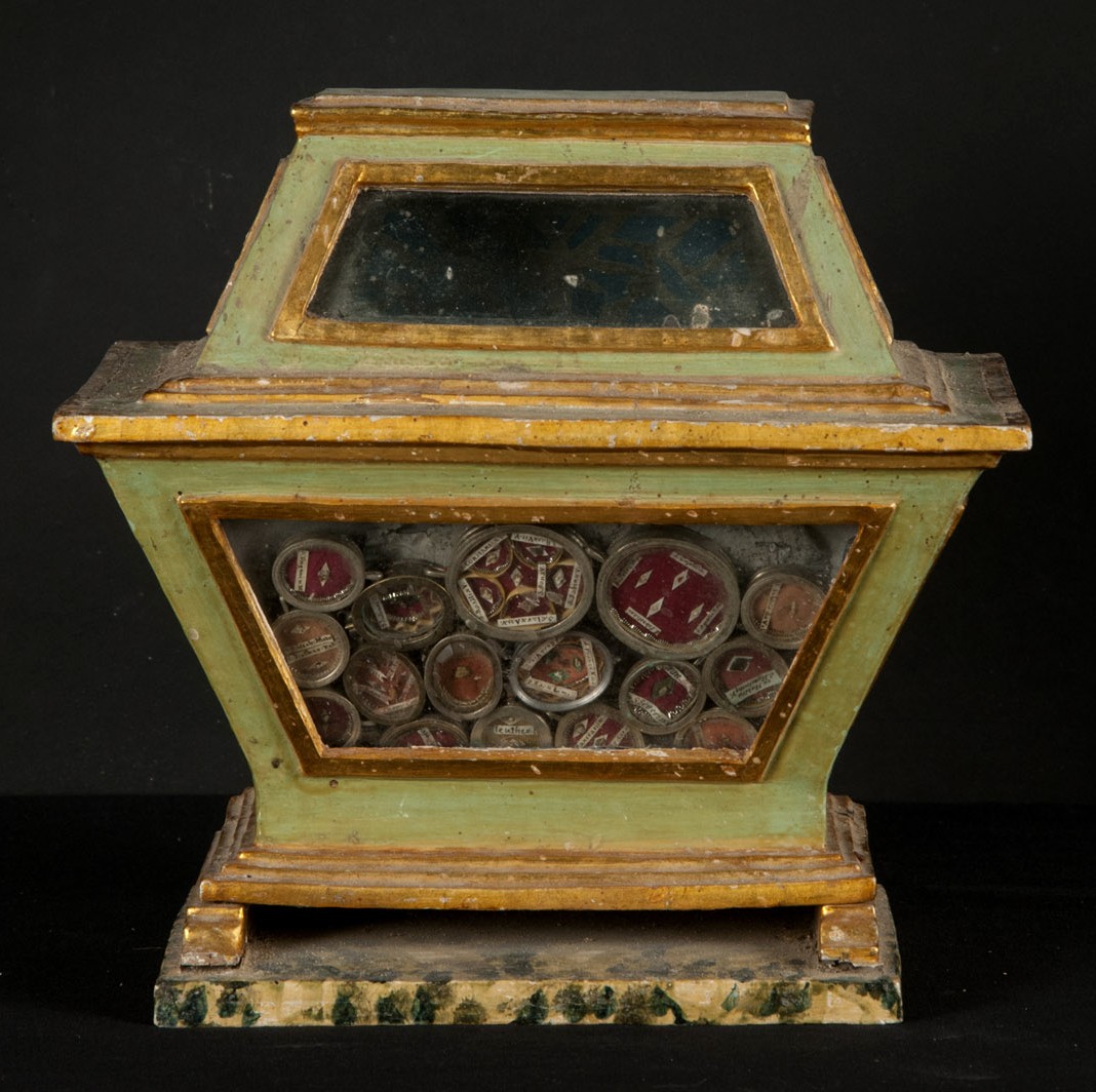 reliquiario a teca, opera isolata - bottega umbra (sec. XVIII)