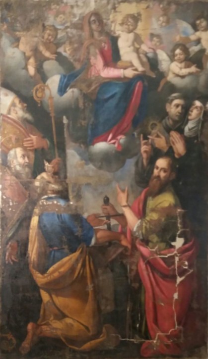 Madonna con Bambino in gloria e Santi (dipinto, opera isolata) di Fontebuoni Anastagio (inizio sec. XVII)