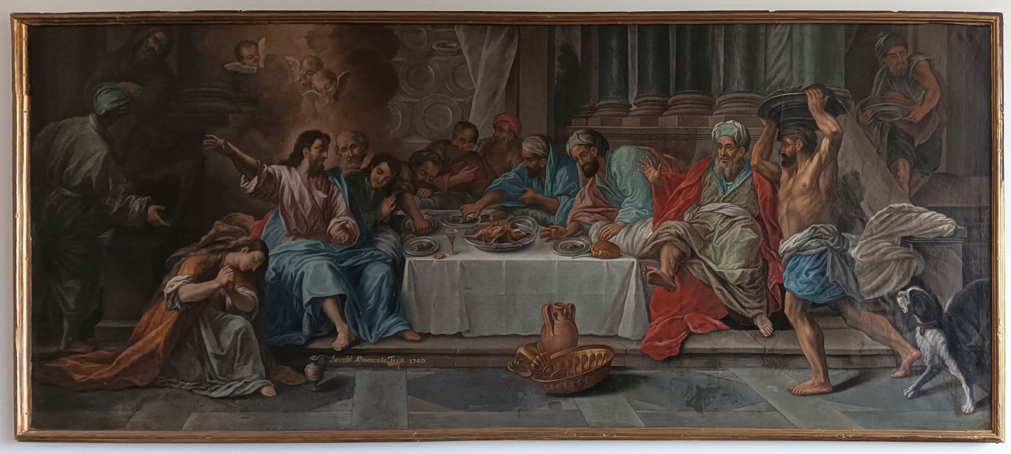 Cristo in casa di Simone il fariseo, Santa Maria Maddalena unge i piedi di Cristo (dipinto) di Altomonte Giacomo (XVIII)