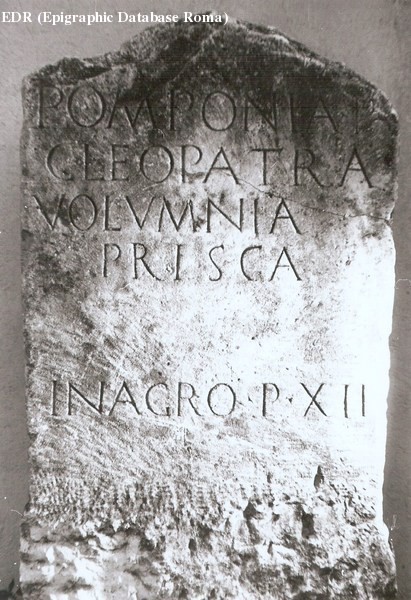 stele/ funeraria, stele di Pomponia Cleopatra - ambito Italia centrale (SECOLI/ I)