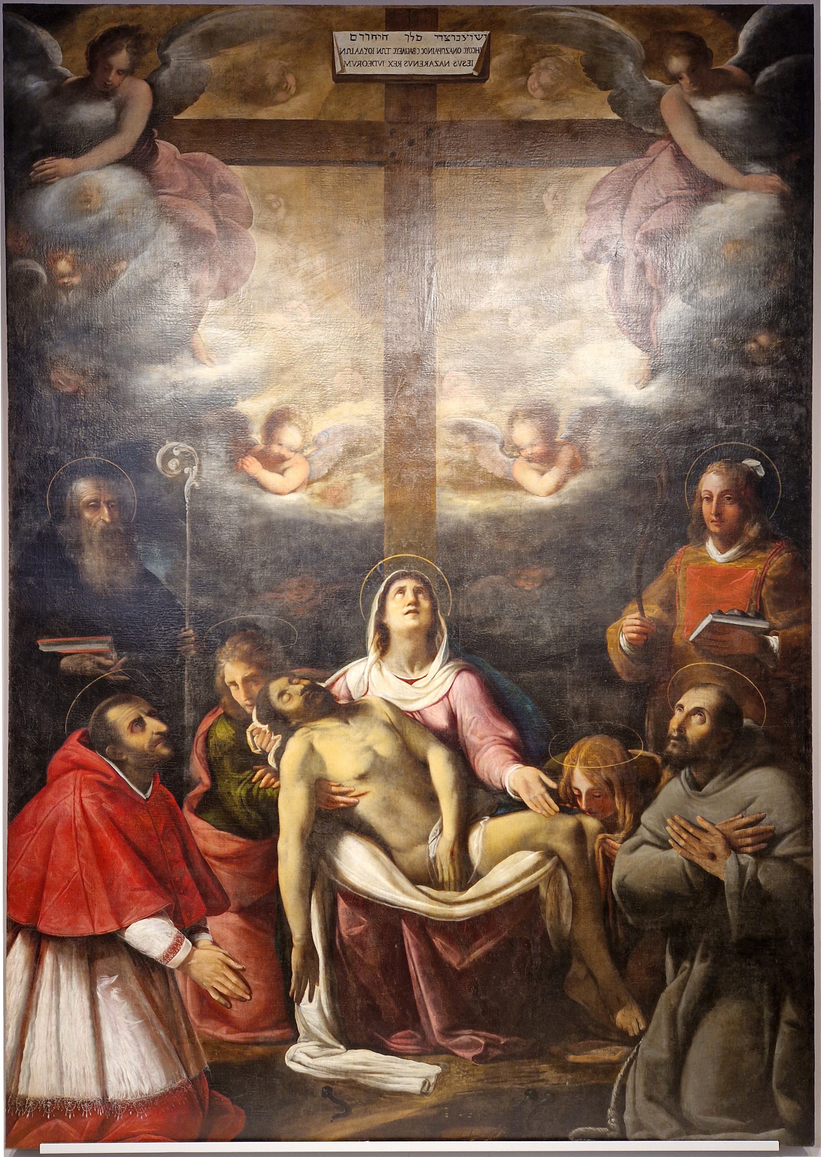 Deposizione di Cristo e Santi (dipinto, opera isolata) di Celio Gaspare (fine/ inizio secc. XVI/ XVII)