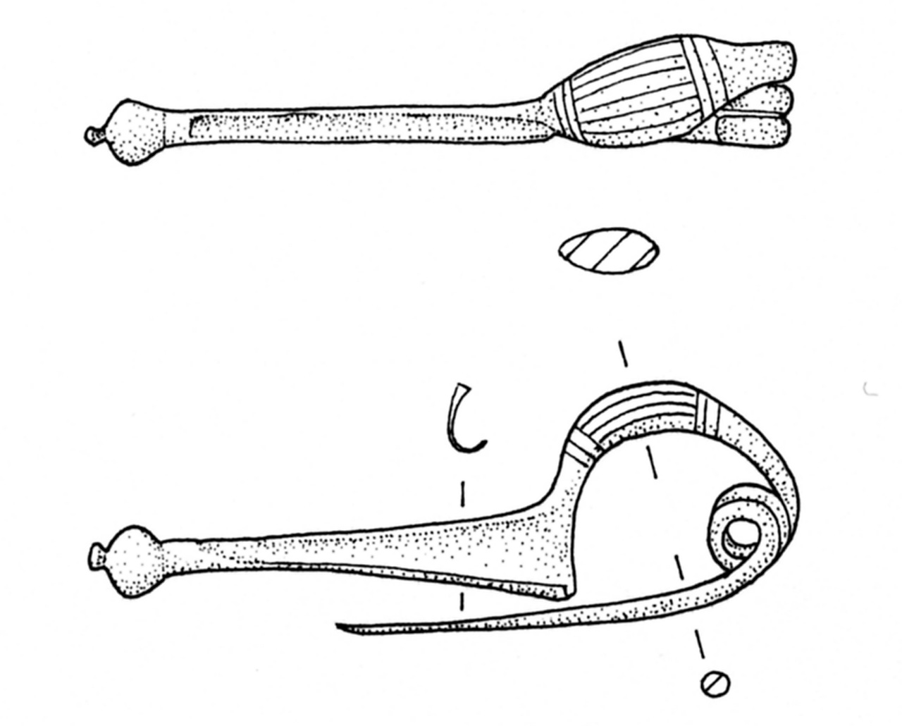 fibula/ a sanguisuga - ambito veneto (seconda metà SECOLI/ VI a.C)