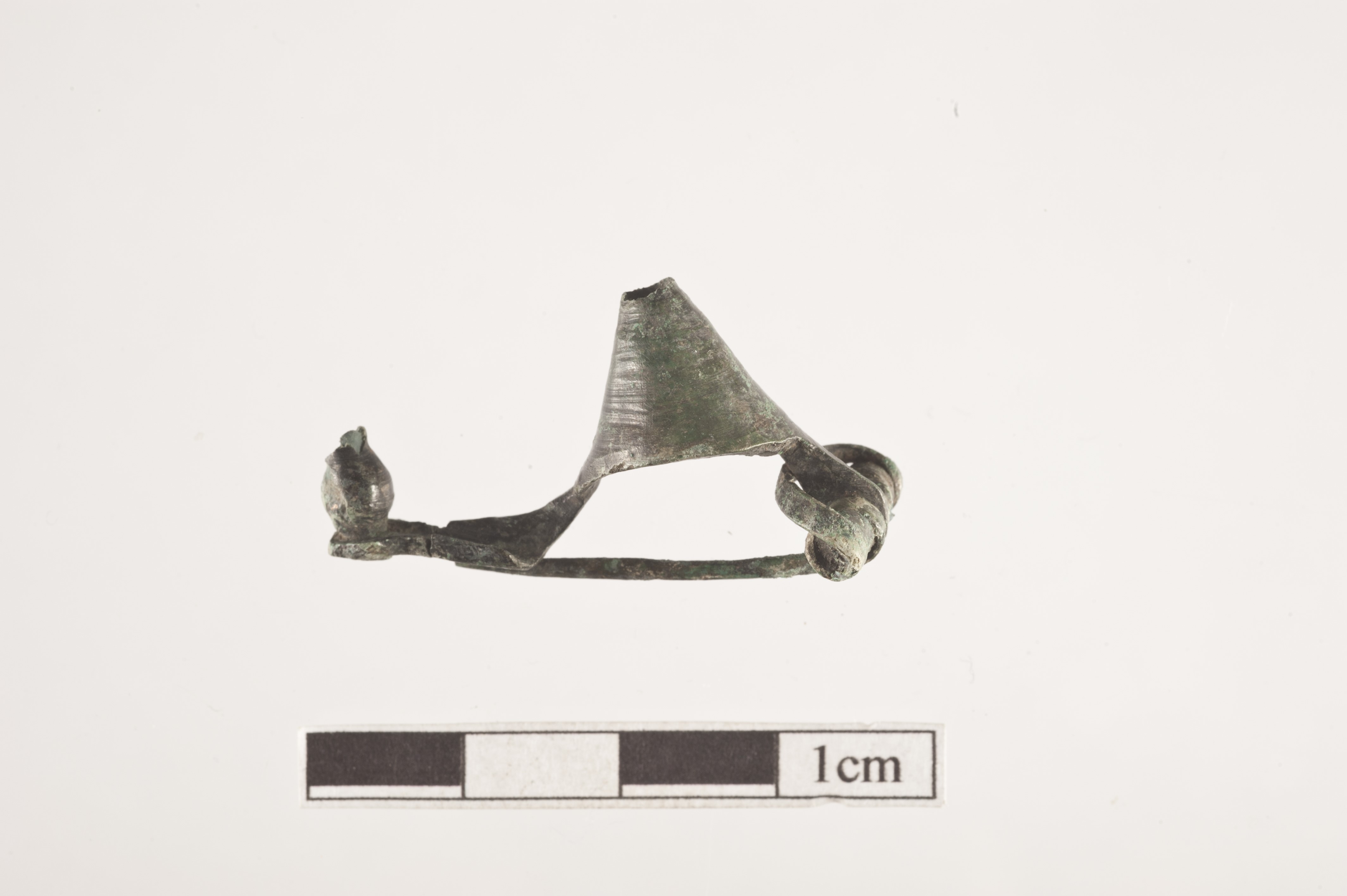 fibula, "Paukenfibel", fibula a timpano conico - ambito tardo hallstattiano (fine/ inizio SECOLI/ ARCHI DI SECOLI/ VI a.C.-V a.C)