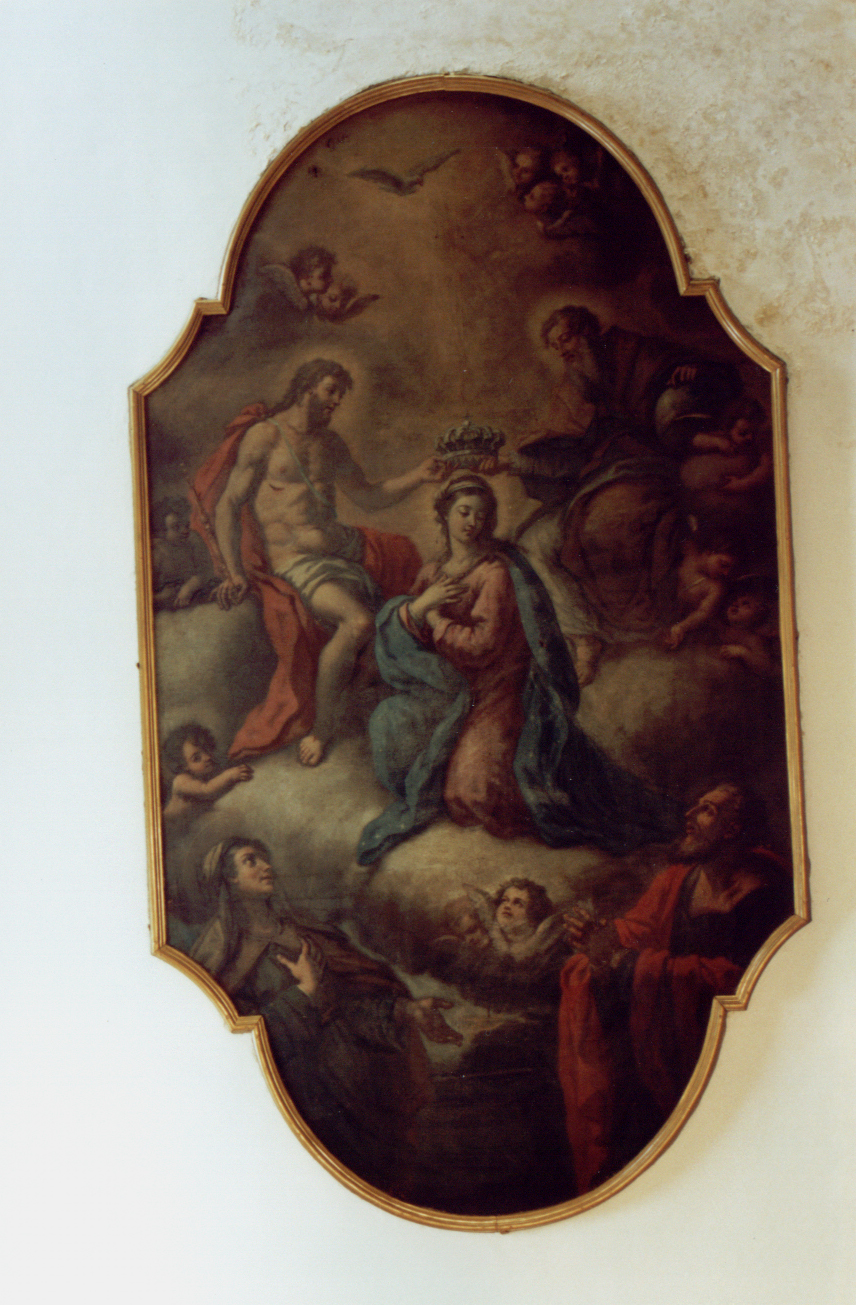 Incoronazione di Maria Vergine con ai piedi Sant'Anna e san Giuseppe (dipinto, opera isolata) di Giordano Francesco (XVIII)