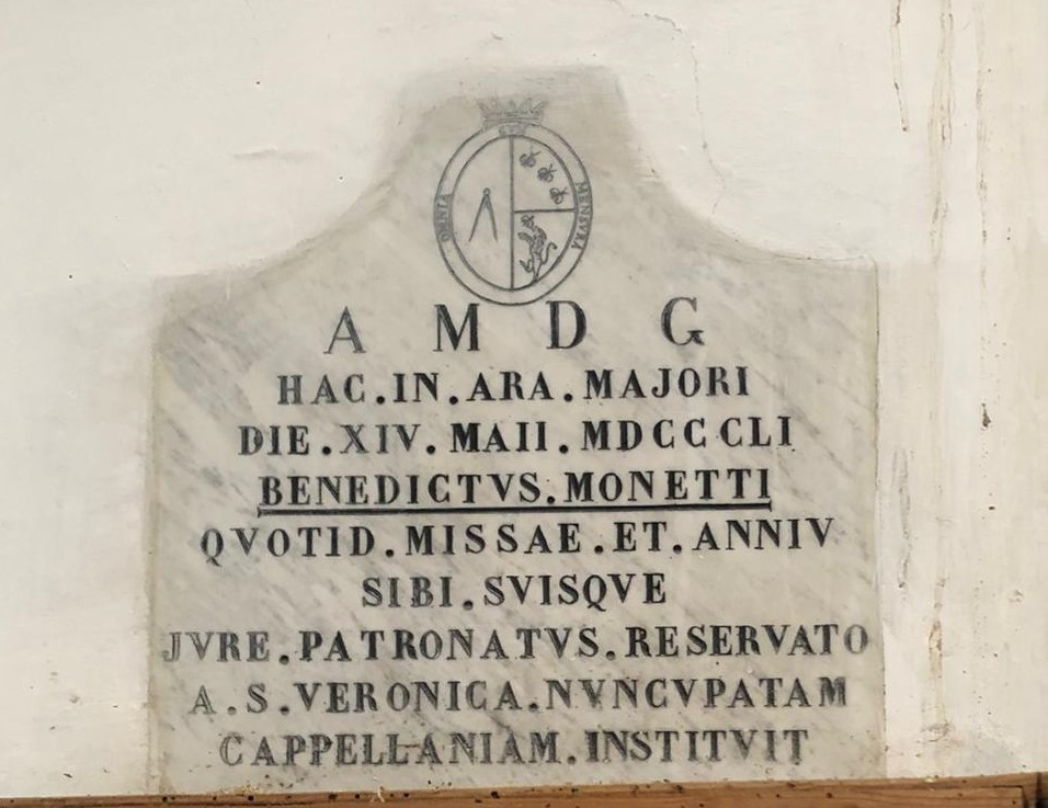 Stemma gentilizio della famiglia Monetti Palenga (lapide, opera isolata) - bottega laziale (metà XIX)