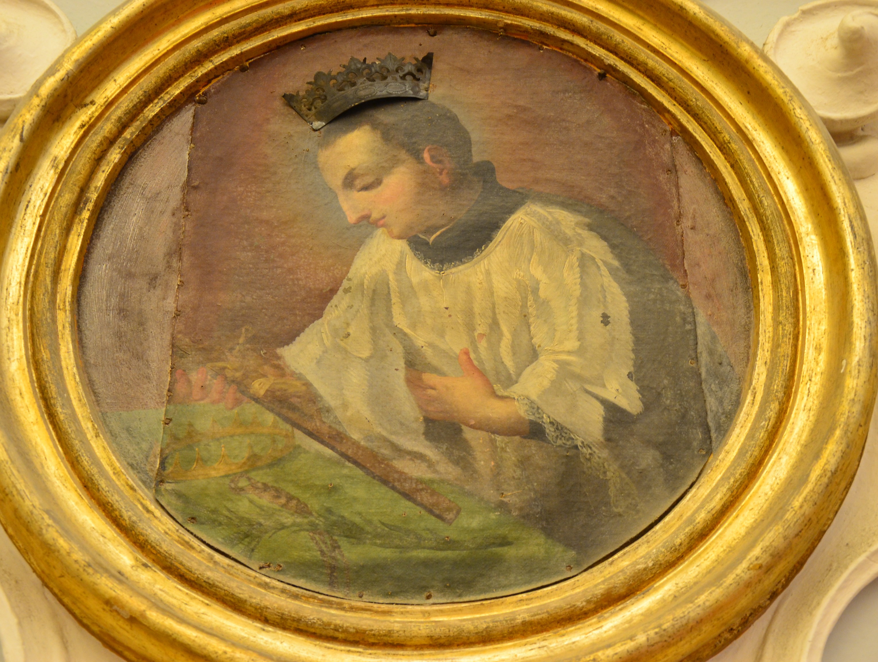 San Luigi Gonzaga in adorazione del crocifisso (dipinto, elemento d'insieme) - ambito Italia centrale (secondo quarto XVIII)