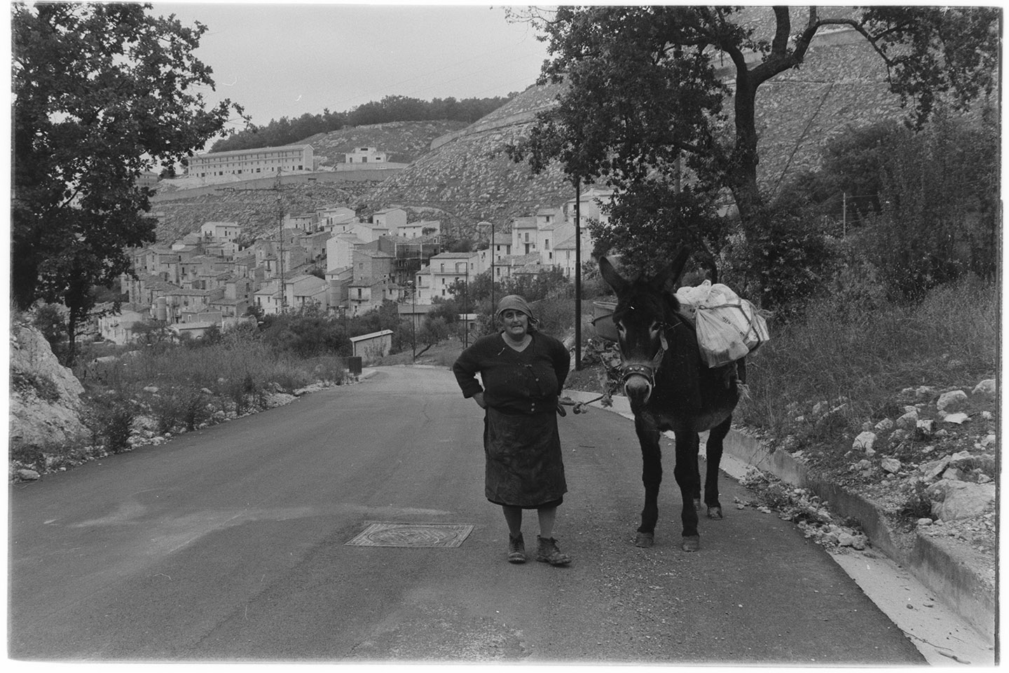 Santomenna (SA) - Contadina con asino (negativo, insieme) di Alfa Press Service s.n.c. – Agenzia Fotogiornalistica (ultimo quarto XX)