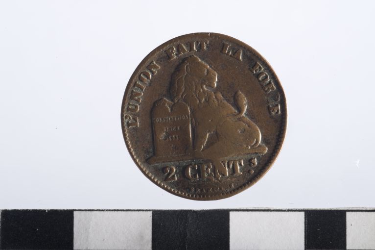 moneta - 2 centesimi - ambito belga (sec. XIX d.C)