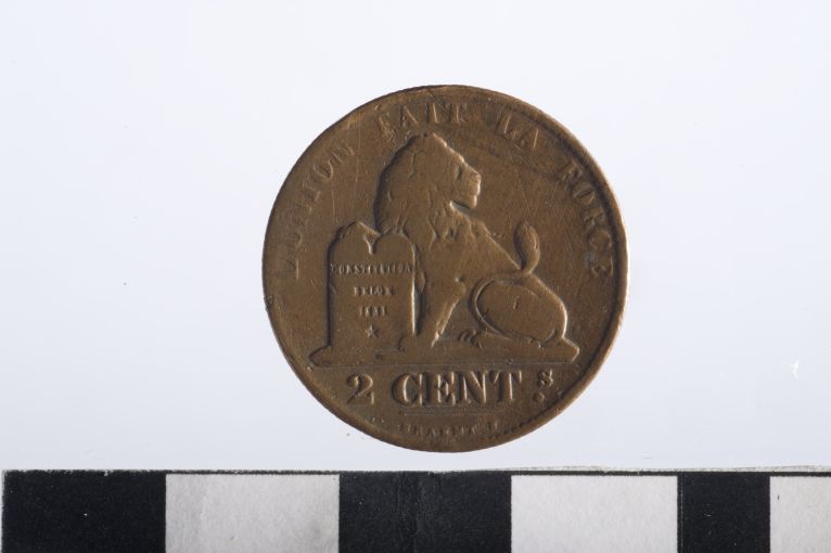 moneta - 2 centesimi - ambito belga (sec. XIX d.C)