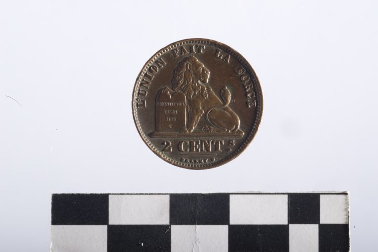 moneta - 2 centesimi - ambito belga (sec. XIX d.C)