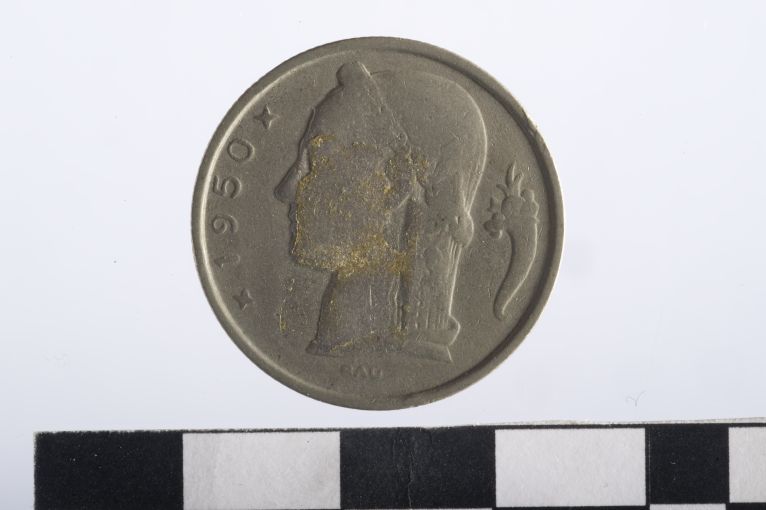 moneta - 5 franchi - ambito belga (sec. XX d.C)