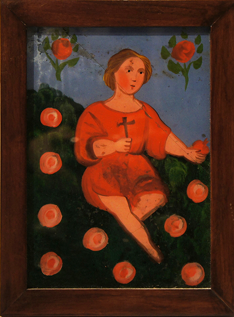 Miraculu in vitro (Pittura su vetro, devozionale, RITUALITÀ/ OGGETTI DEVOZIONALI) di N.R (bottega), N.R (bottega) - Produzione artigianale