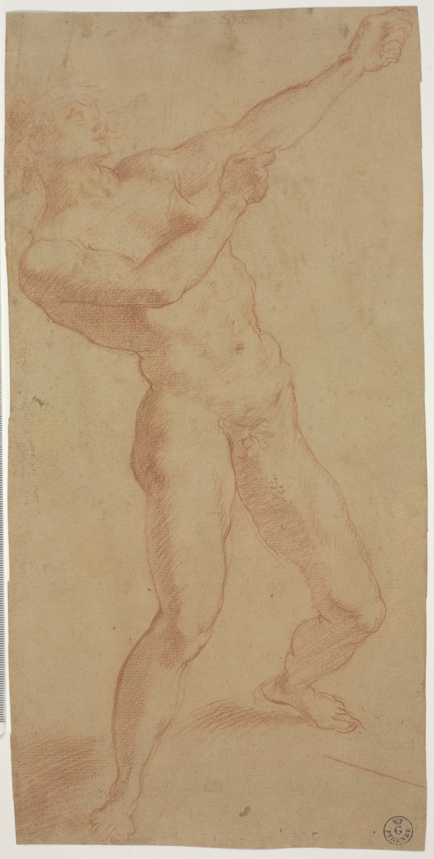 Figura maschile di arciere nudo (disegno) di Cardi Ludovico detto Cigoli (fine/ inizio XVI/ XVII)