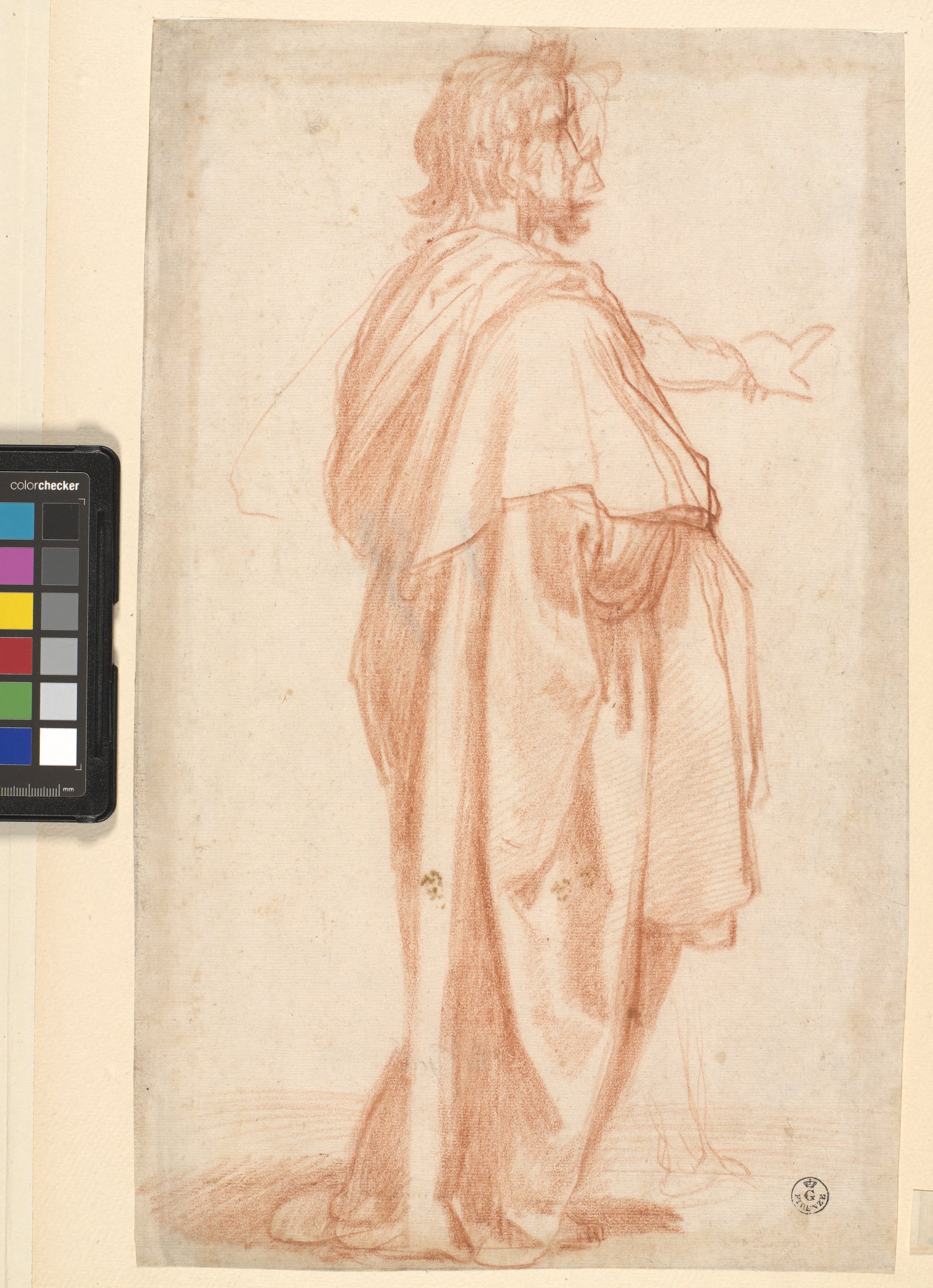 figura maschile ammantata di profilo (disegno) di Cardi Ludovico detto Cigoli (XVI/ XVII)