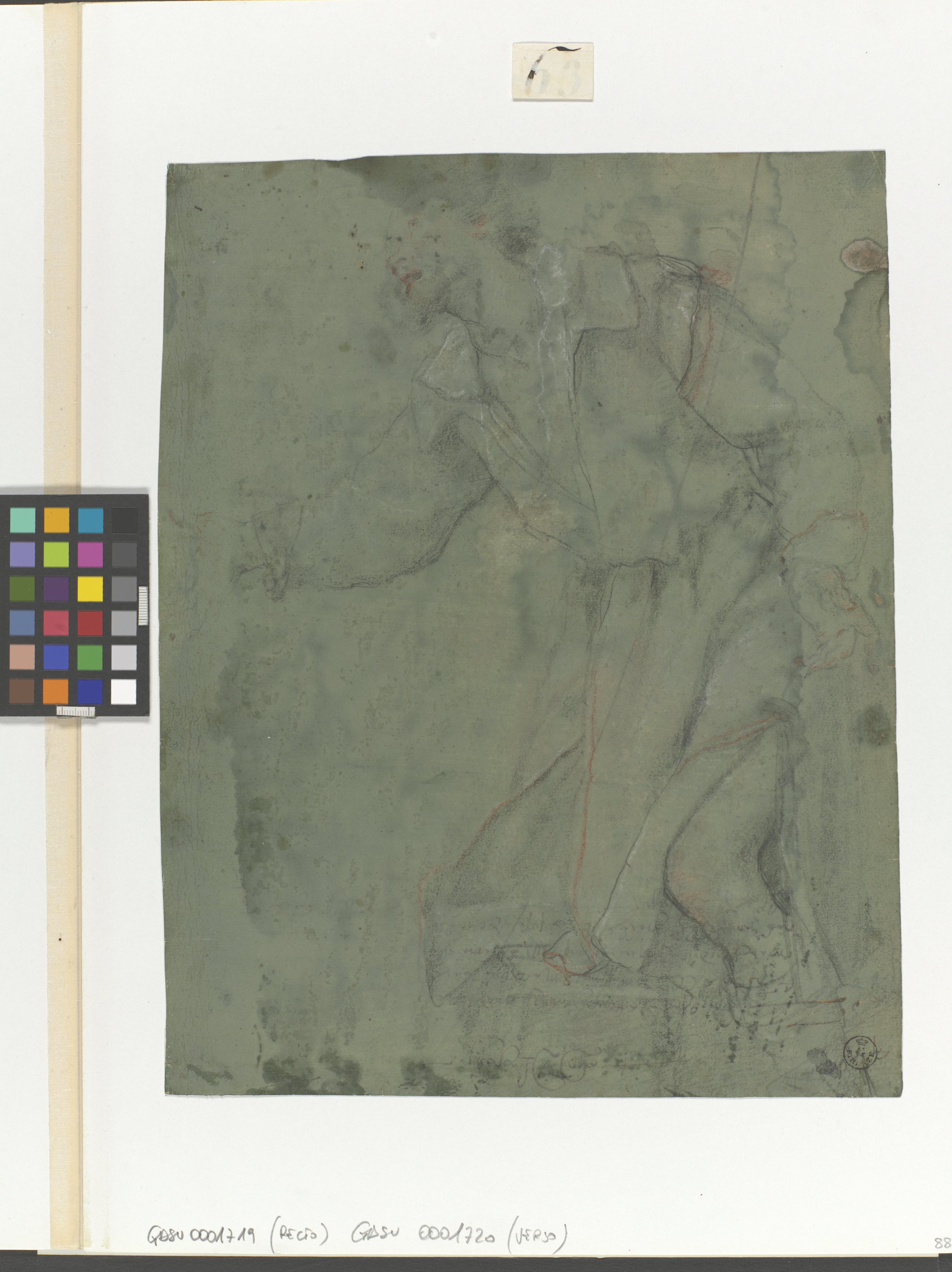 figura maschile ammantata inginocchiata (disegno) di Cardi Ludovico detto Cigoli (XVII)