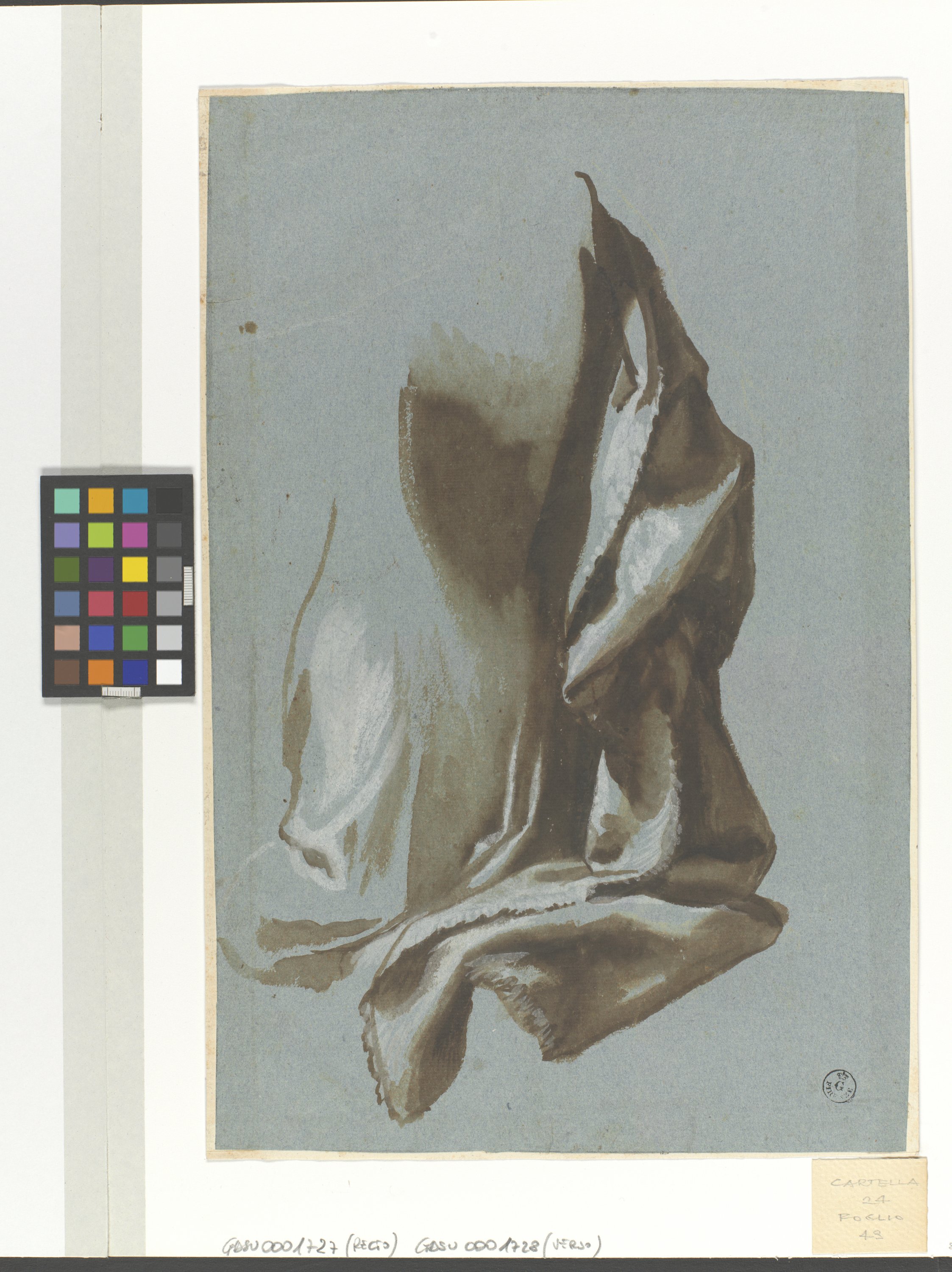 studio di panneggio (r), schizzo di donna con bambino (v) (disegno) di Cardi Ludovico detto Cigoli (XVII)