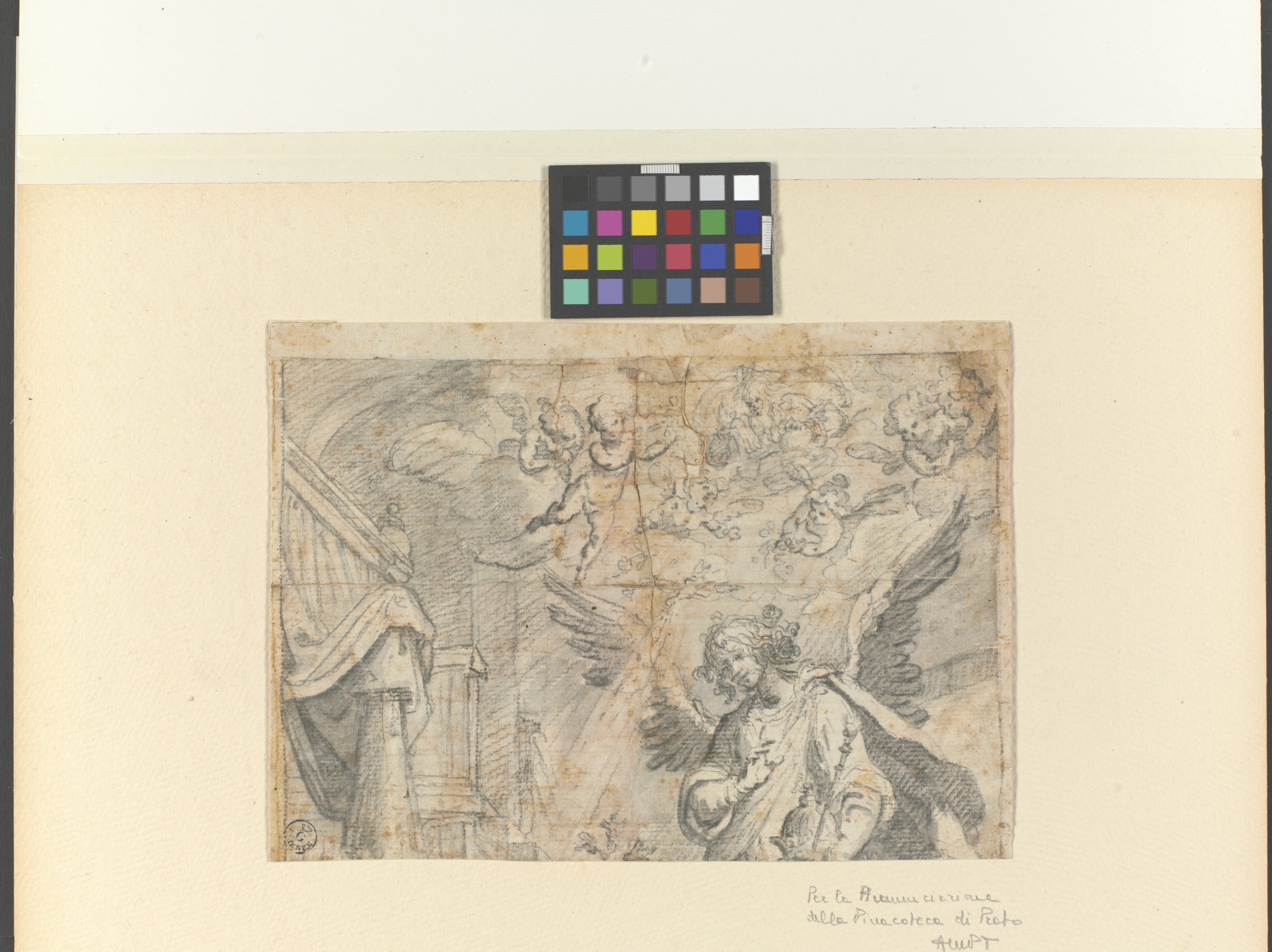 parte superiore di una Annunciazione (disegno, frammento) di Cardi Ludovico detto Cigoli (fine/ inizio XVI/ XVII)