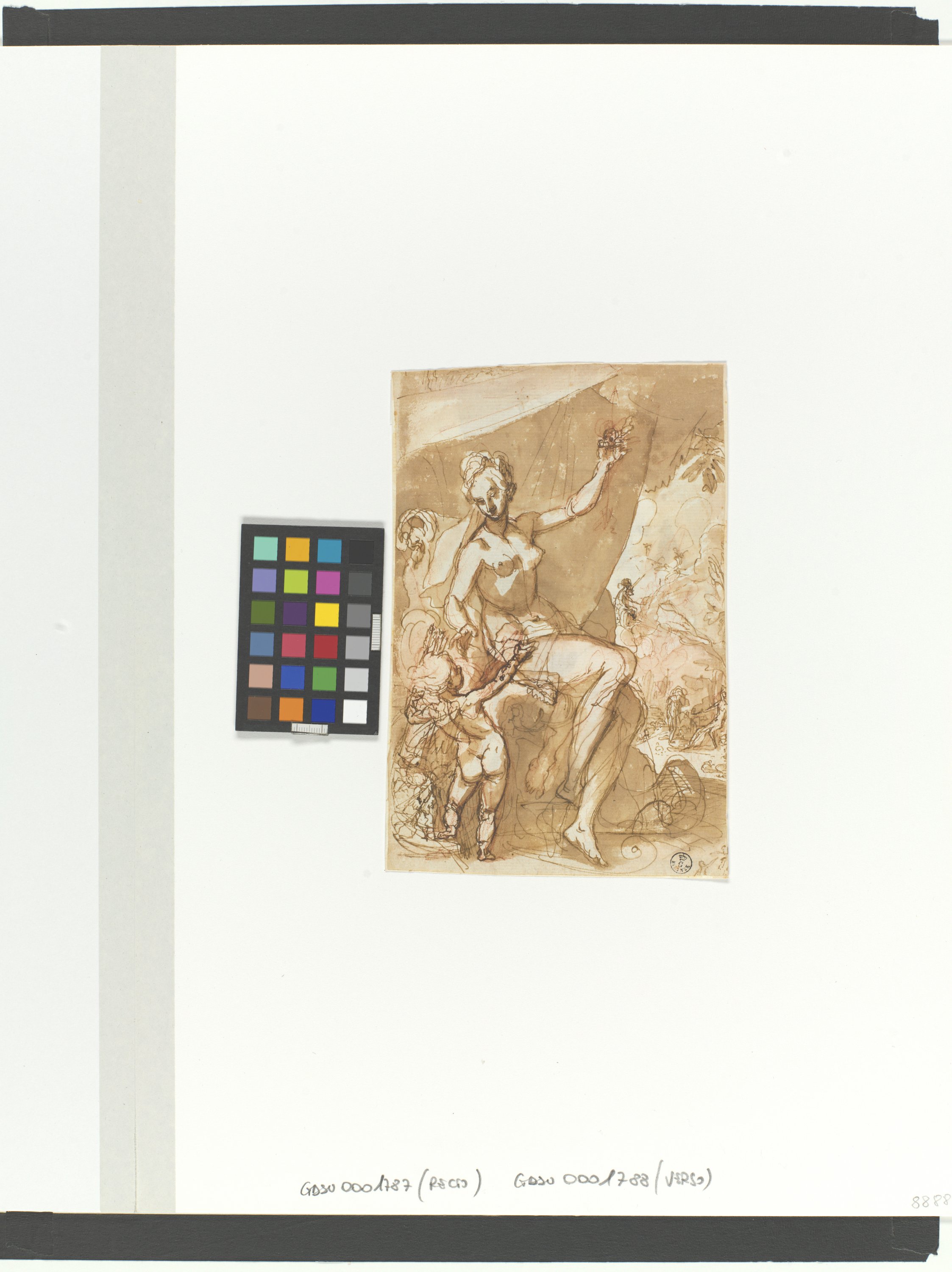 Venere e Cupido (r.), Venere e Cupido (v.) (disegno) di Cardi Ludovico detto Cigoli (inizio XVII)