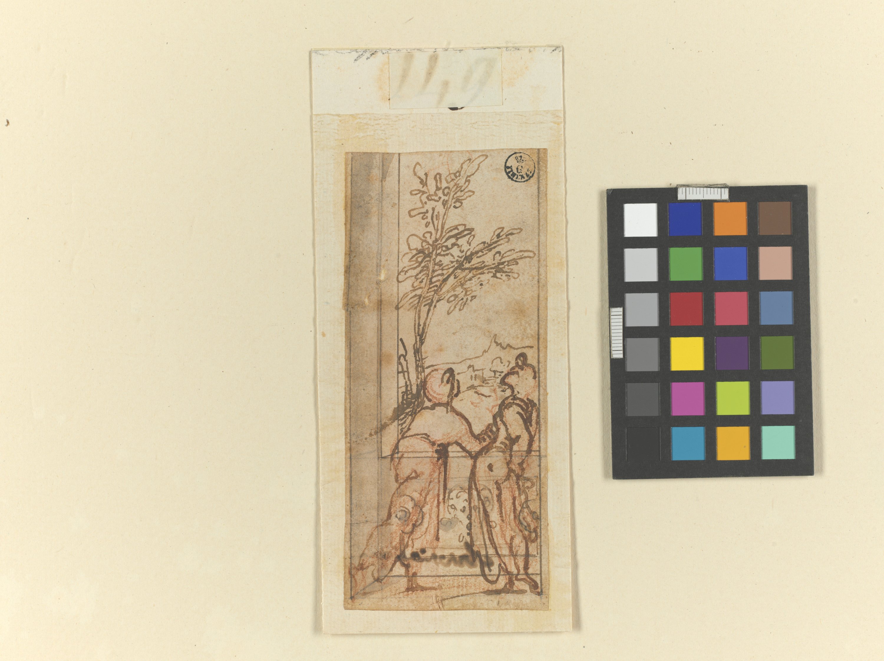 due figure in piedi ammantate di spalle (disegno) di Cardi Ludovico detto Cigoli (fine/ inizio XVI/ XVII)