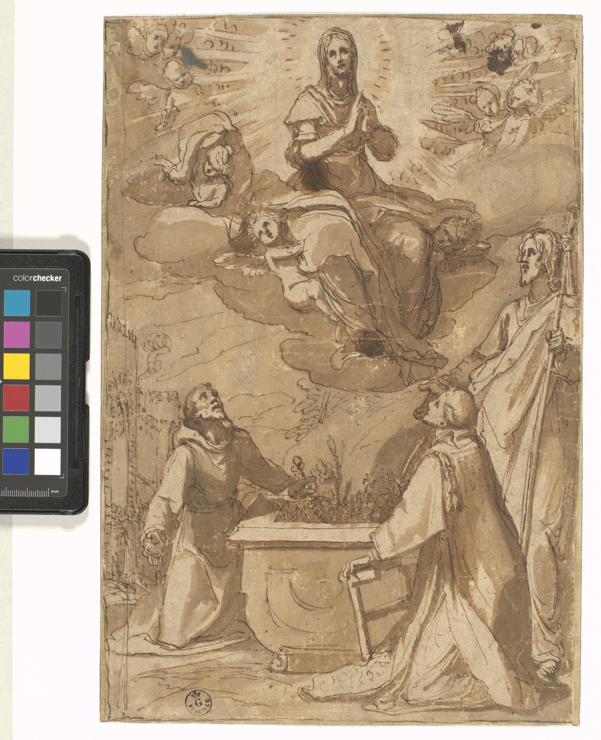 Madonna in gloria e Santi (disegno) di Cardi Ludovico detto Cigoli (sec. XVII)