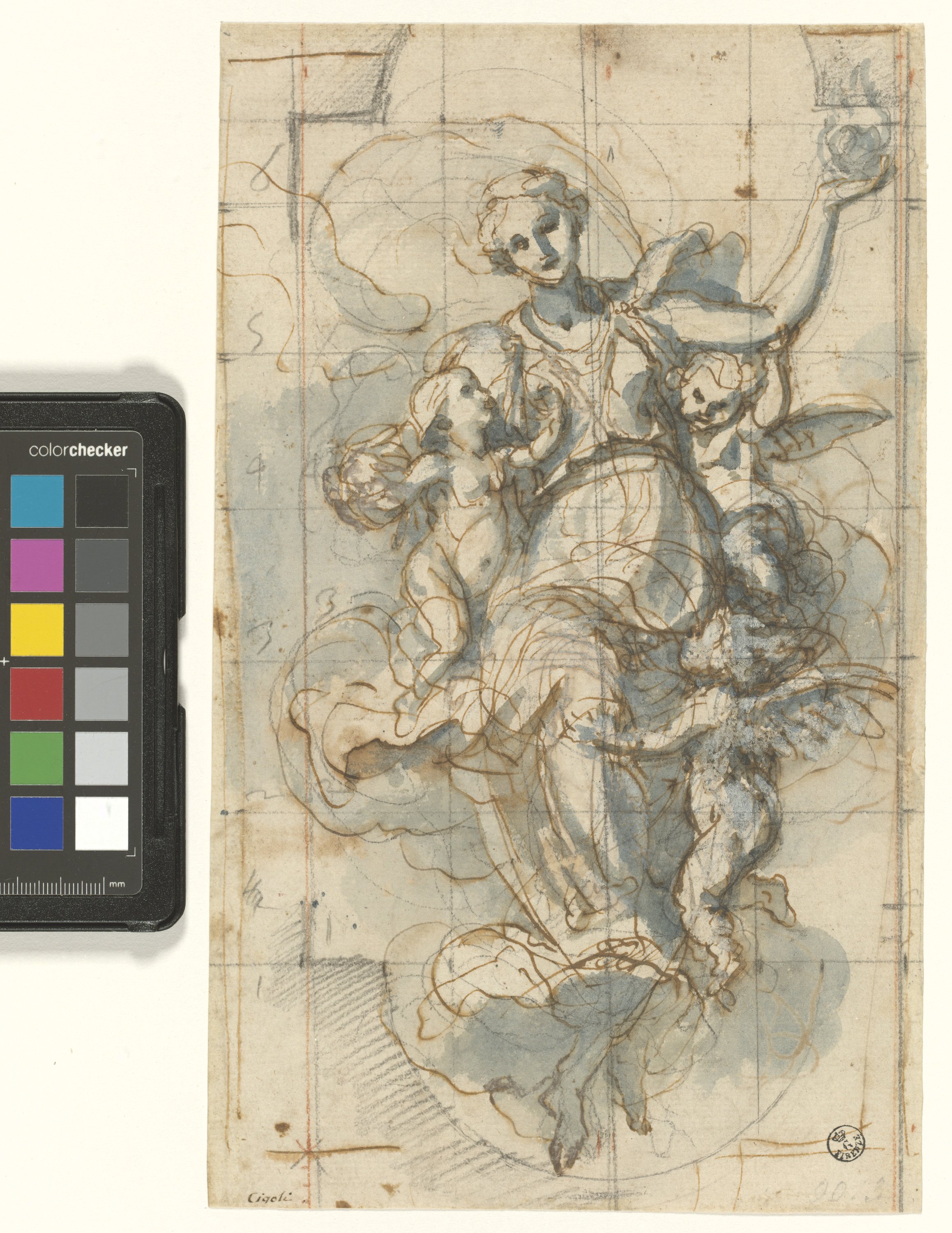 Carità, Carità; schizzo architettonico (disegno) di Cardi Ludovico detto Cigoli (XVII)