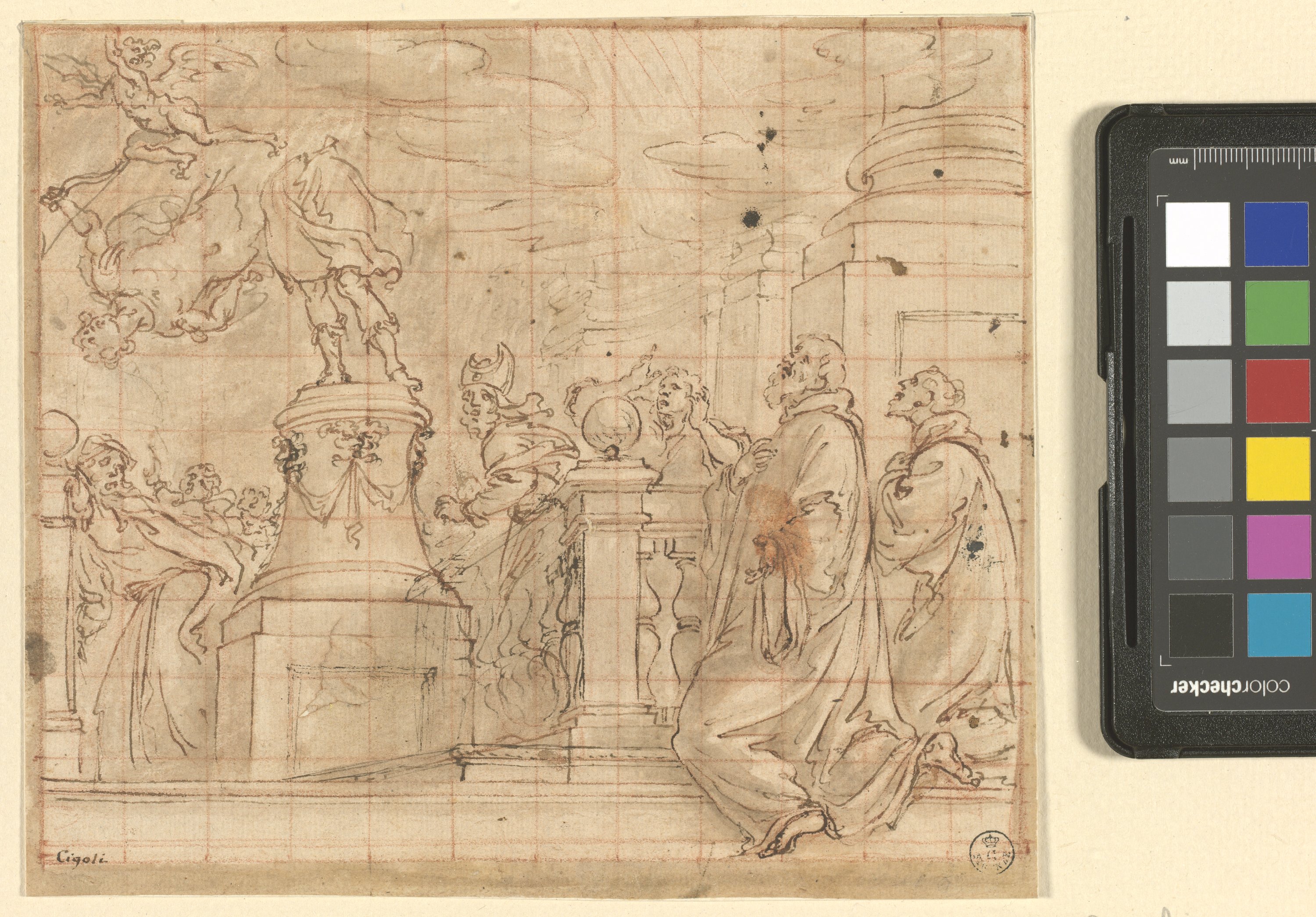 San Benedetto fa cadere l'idolo (disegno) (fine/ inizio XVI/ XVII)