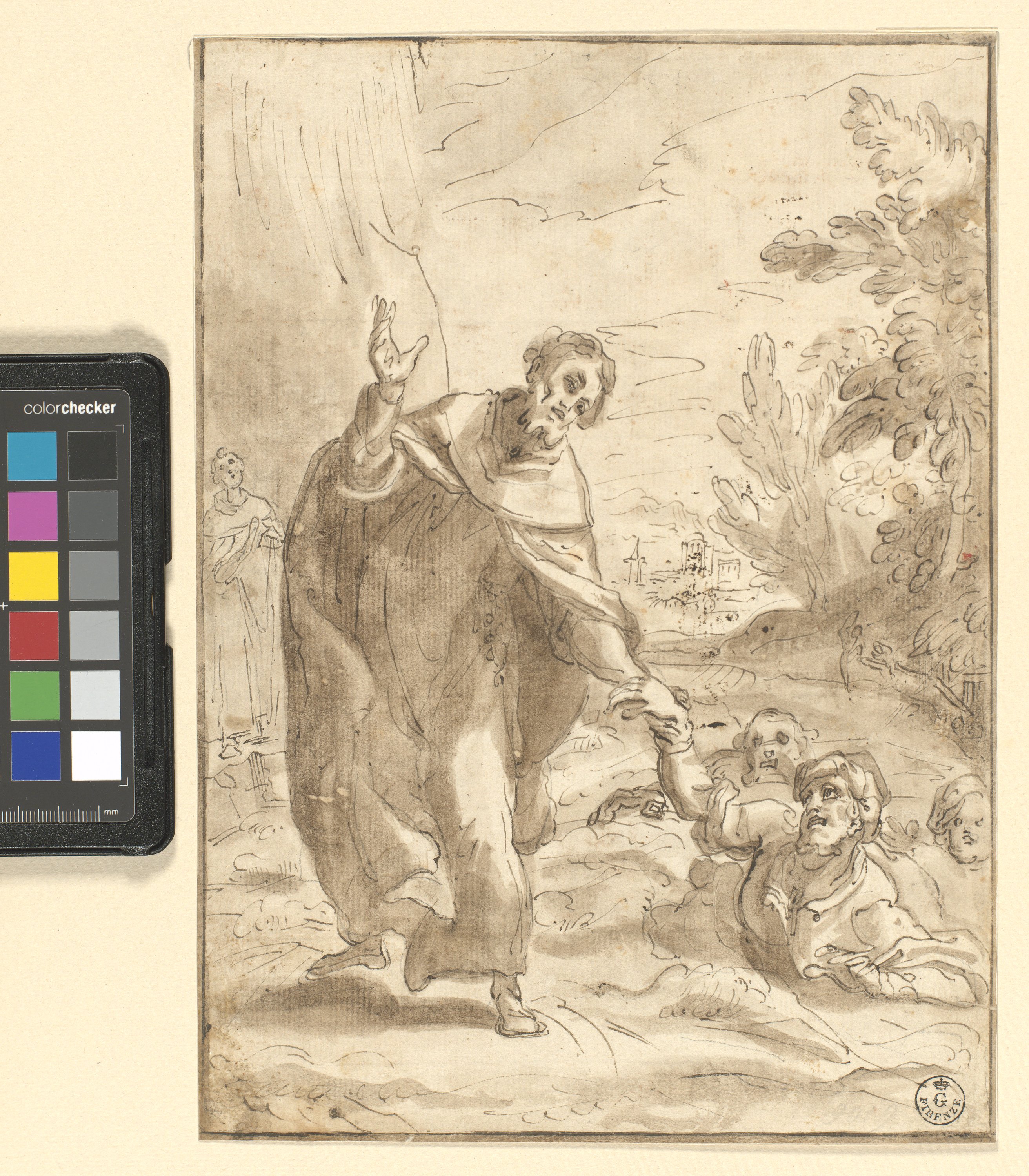 San Giovanni Gualberto salva gli ebrei dalle acque (disegno) di Cardi Ludovico detto Cigoli (XVII)