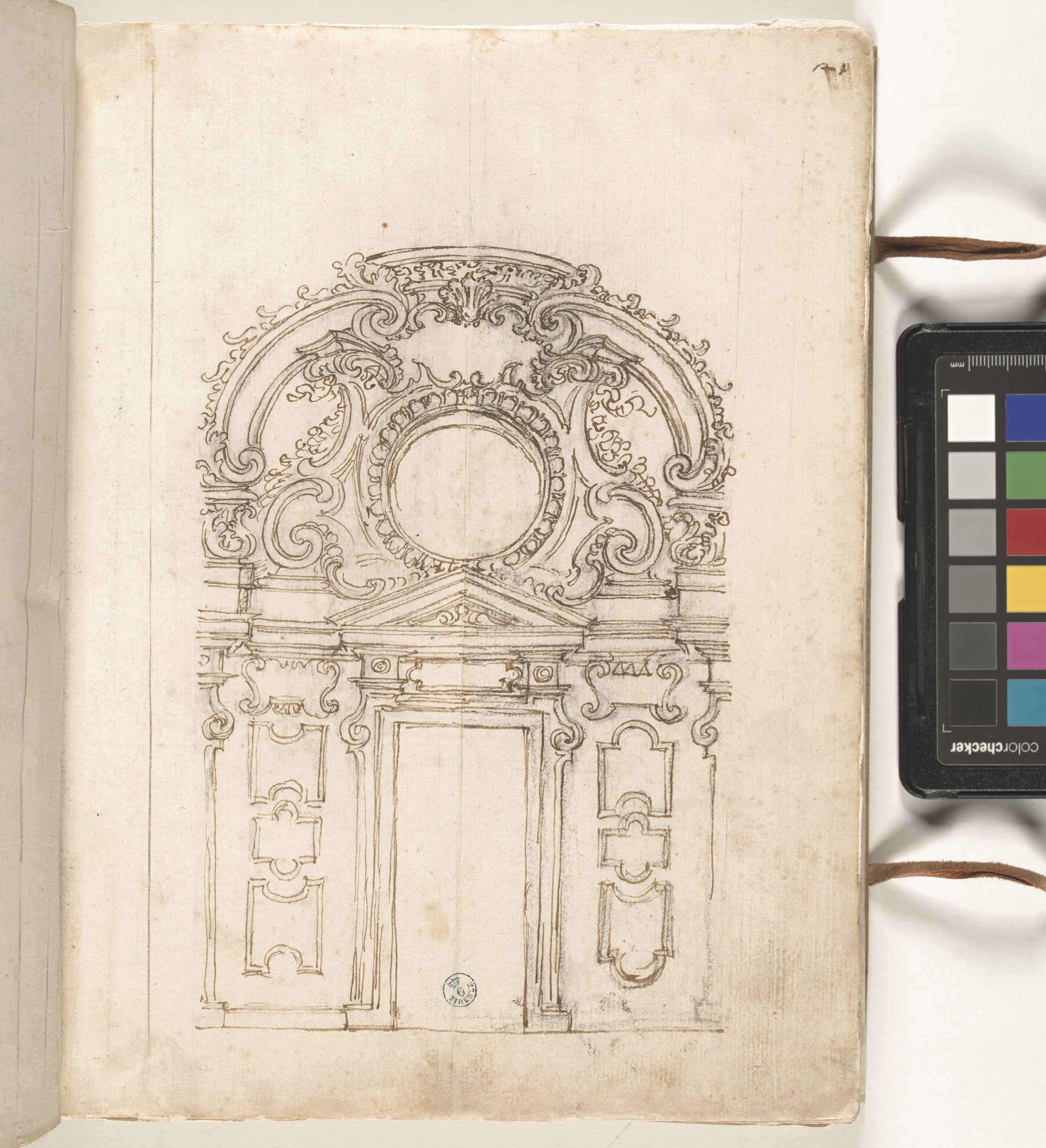 Giornale P[er] il Sig.re Gio b.ta Foggini, Progetto di decorazione di parete (r.), Altare (v.) (disegno, elemento d'insieme) di Foggini Giovanni Battista (XVIII)