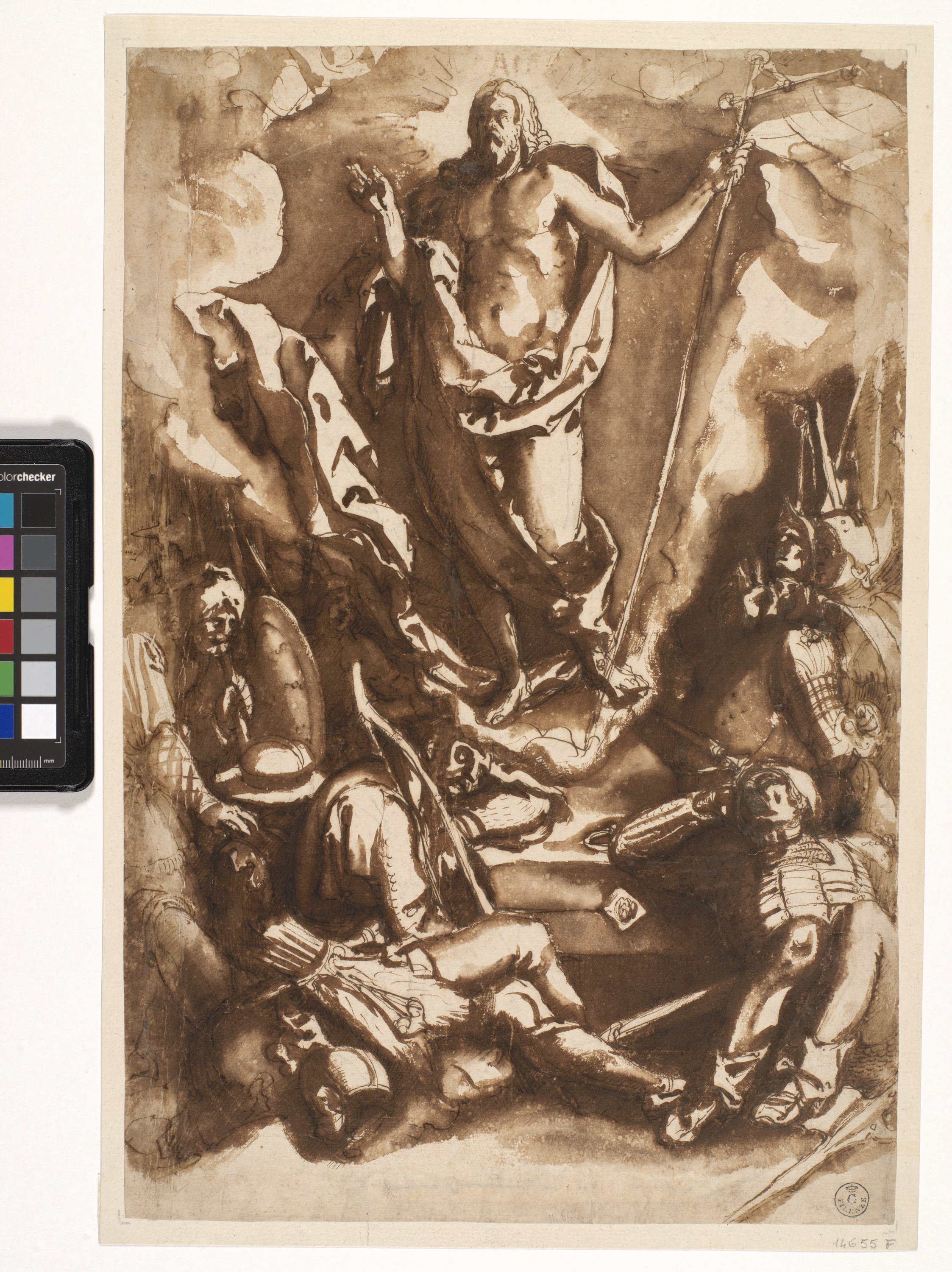resurrezione di Cristo (disegno) di Cardi Ludovico detto Cigoli (fine/ inizio XVI/ XVII)