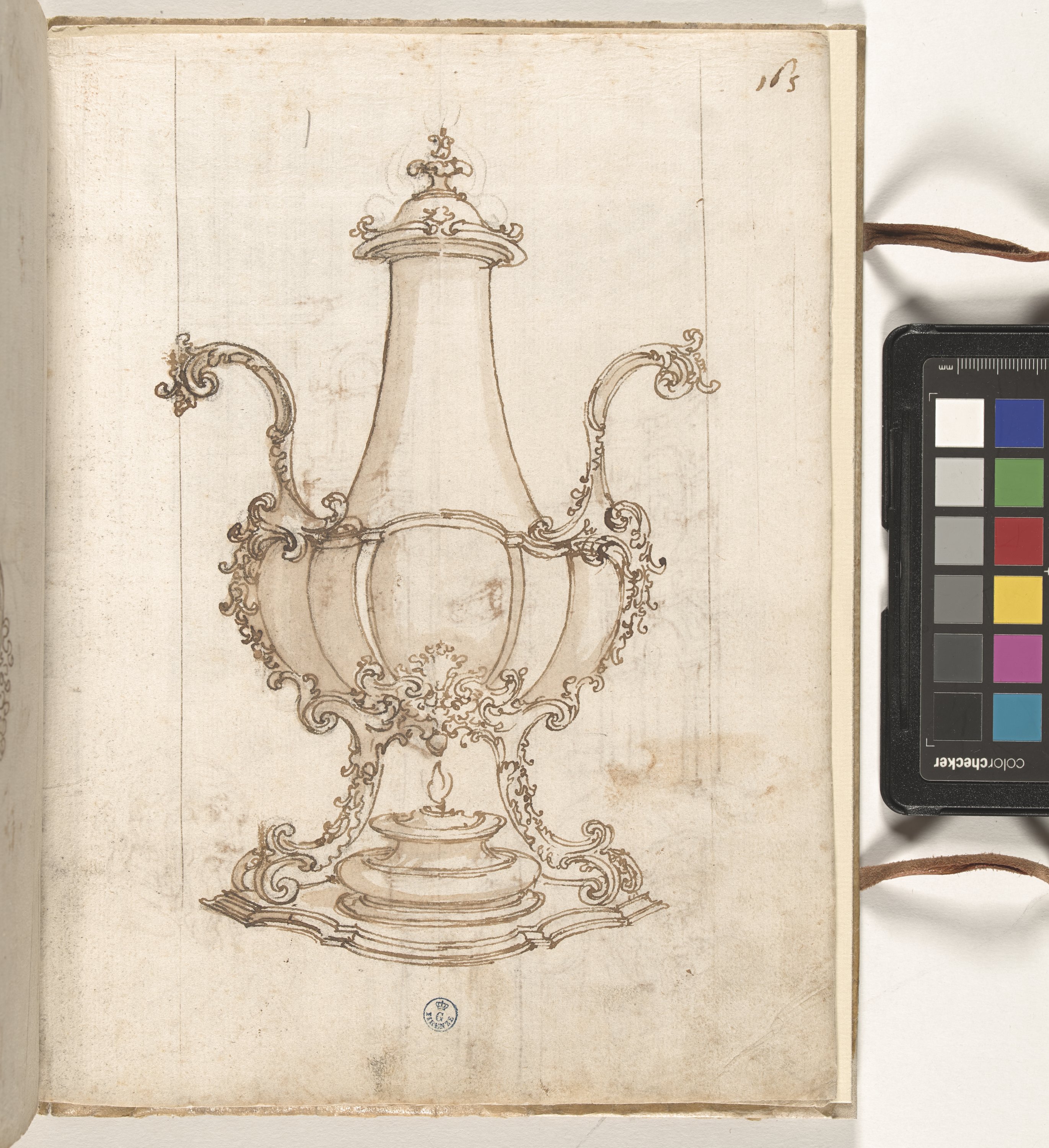 Giornale P[er] il Sig.re Gio b.ta Foggini, Recipiente (r.), Studi di parete; teste maschili (v.) (disegno, elemento d'insieme) di Foggini Giovanni Battista (XVIII)