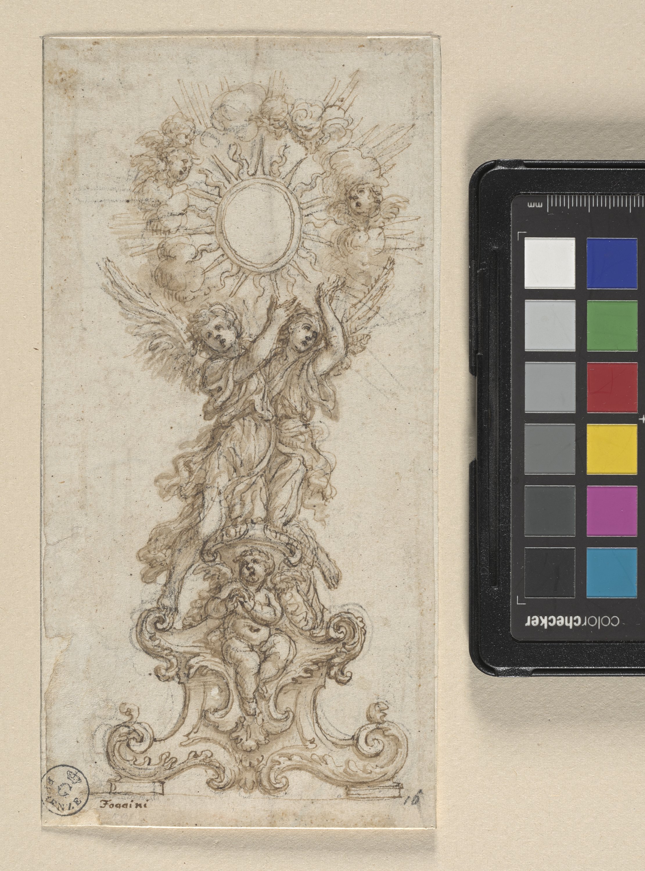 Progetto per ostensorio (disegno) di Foggini Giovanni Battista (cerchia) (XVII)