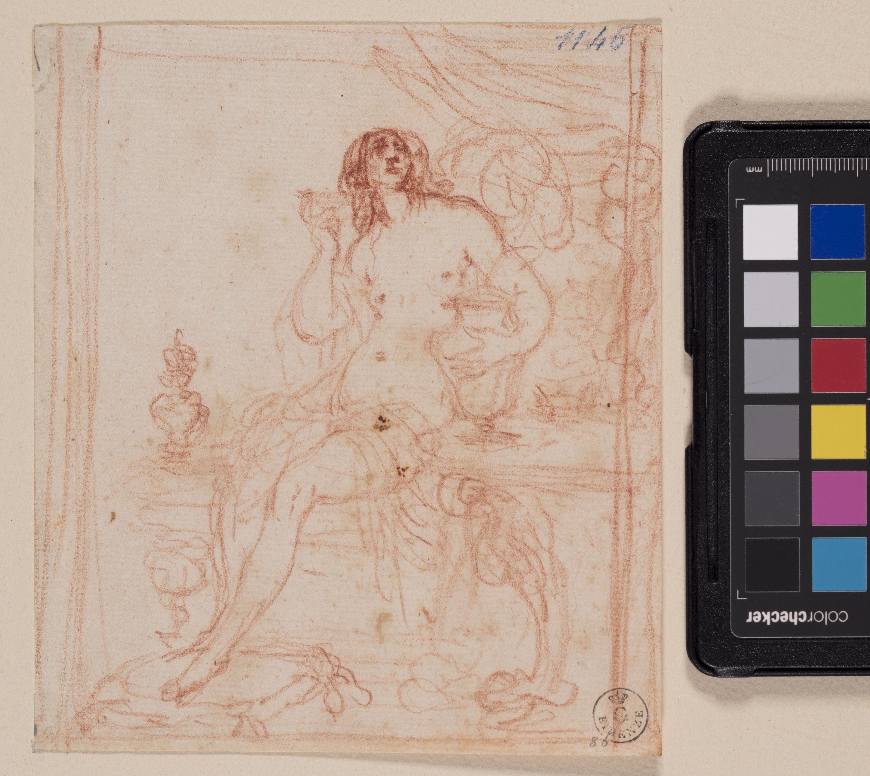 Studio di nudo femminile seduto (disegno) di Furini Francesco (XVII)
