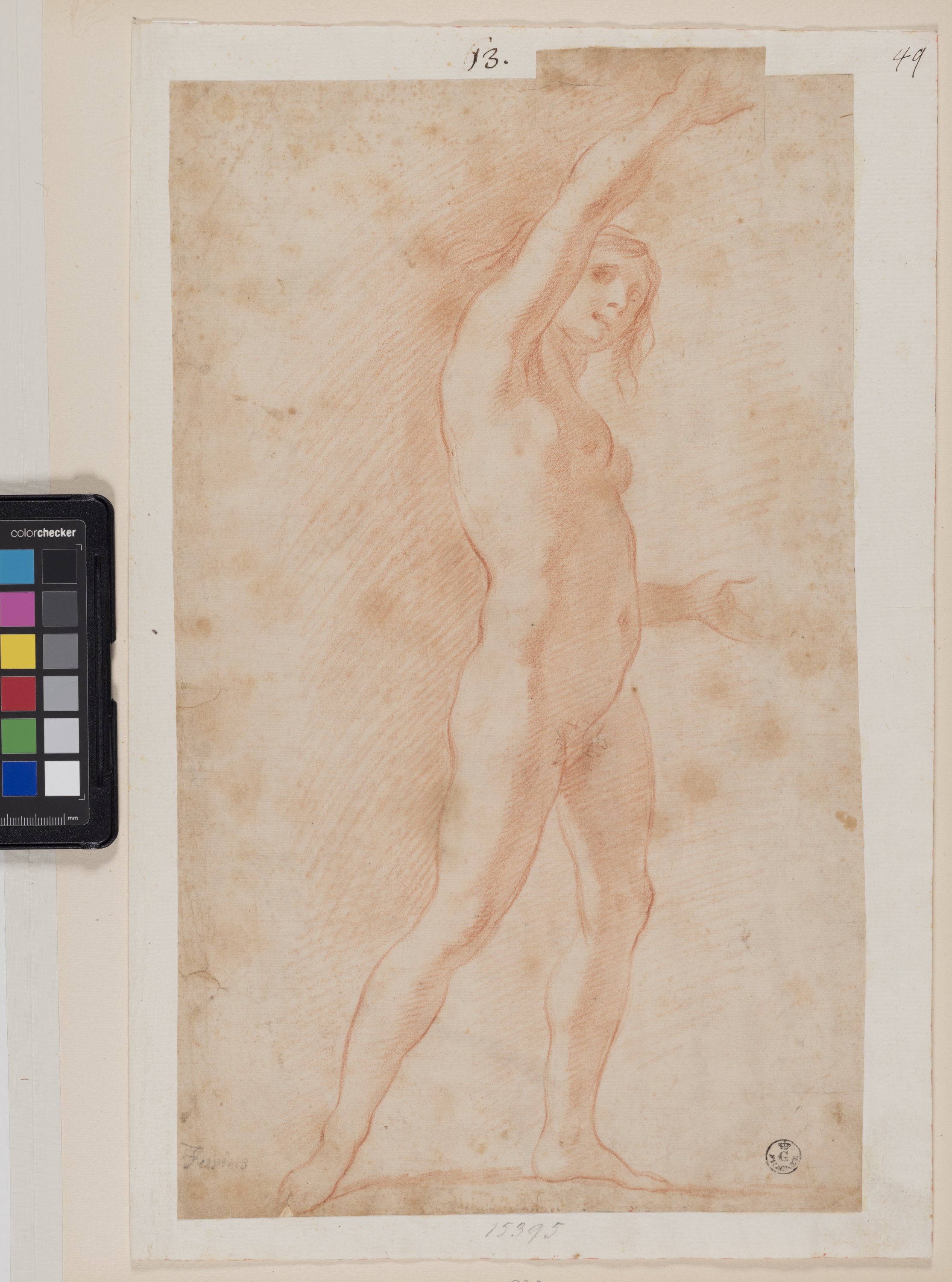 Figura femminile nuda in piedi (Eva) (disegno) di Furini Francesco (XVII)