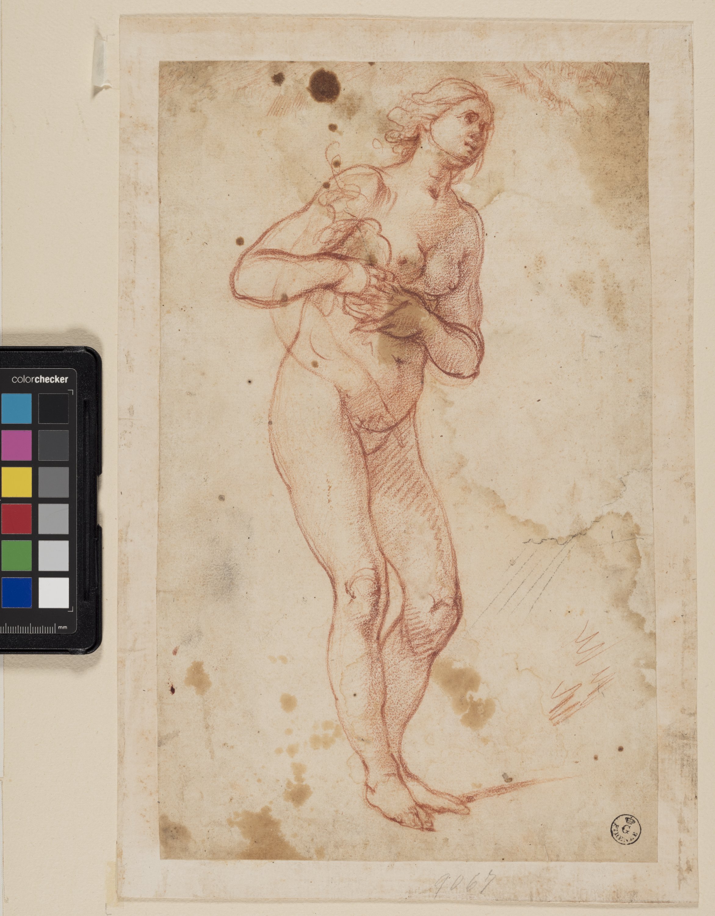 Figura femminile nuda in piedi (disegno) di Furini Francesco (XVII)