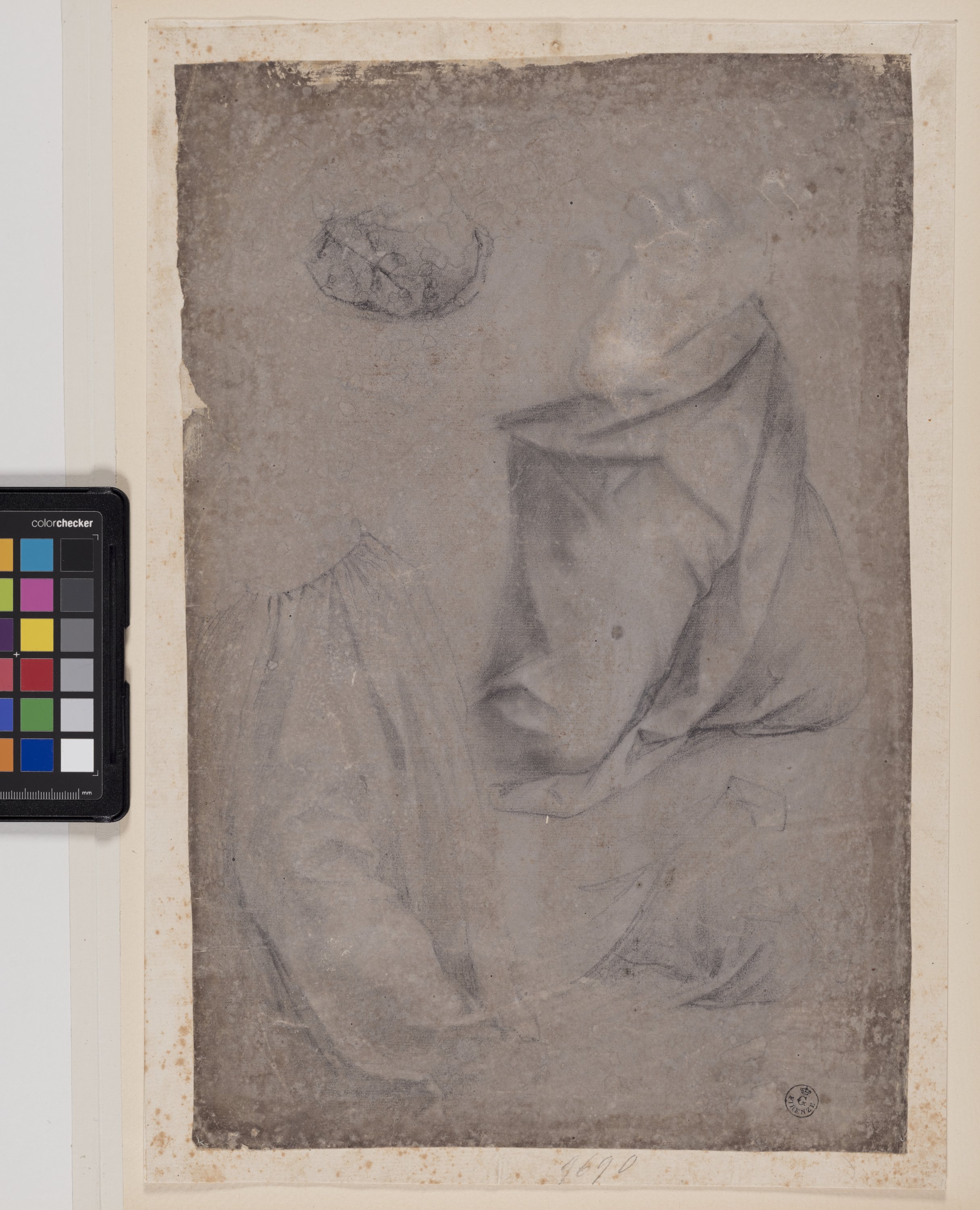 Studi di panneggio su figura femminile (disegno) di Furini Francesco (XVII)