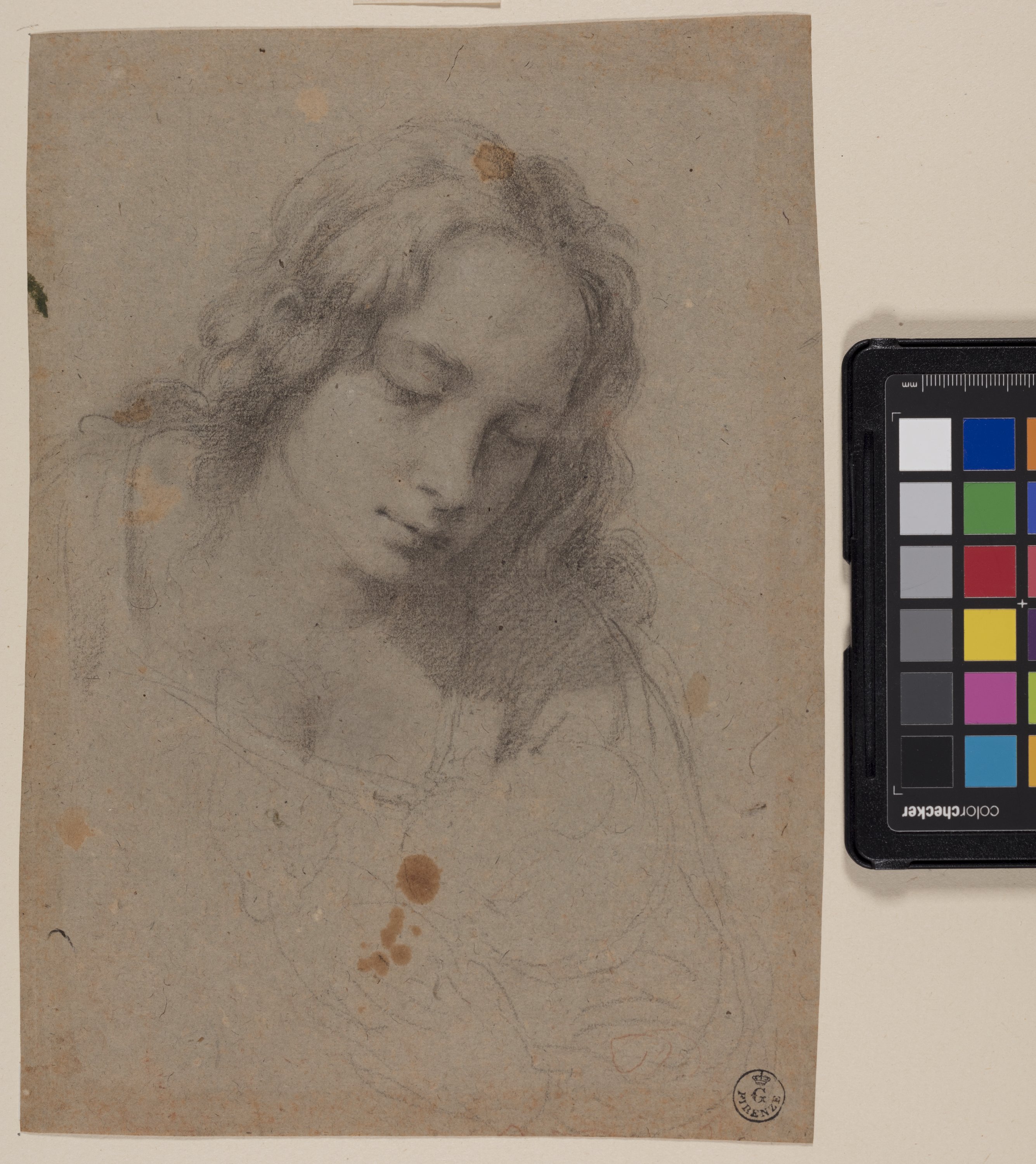 Donna con bambino (disegno) di Furini Francesco (XVII)