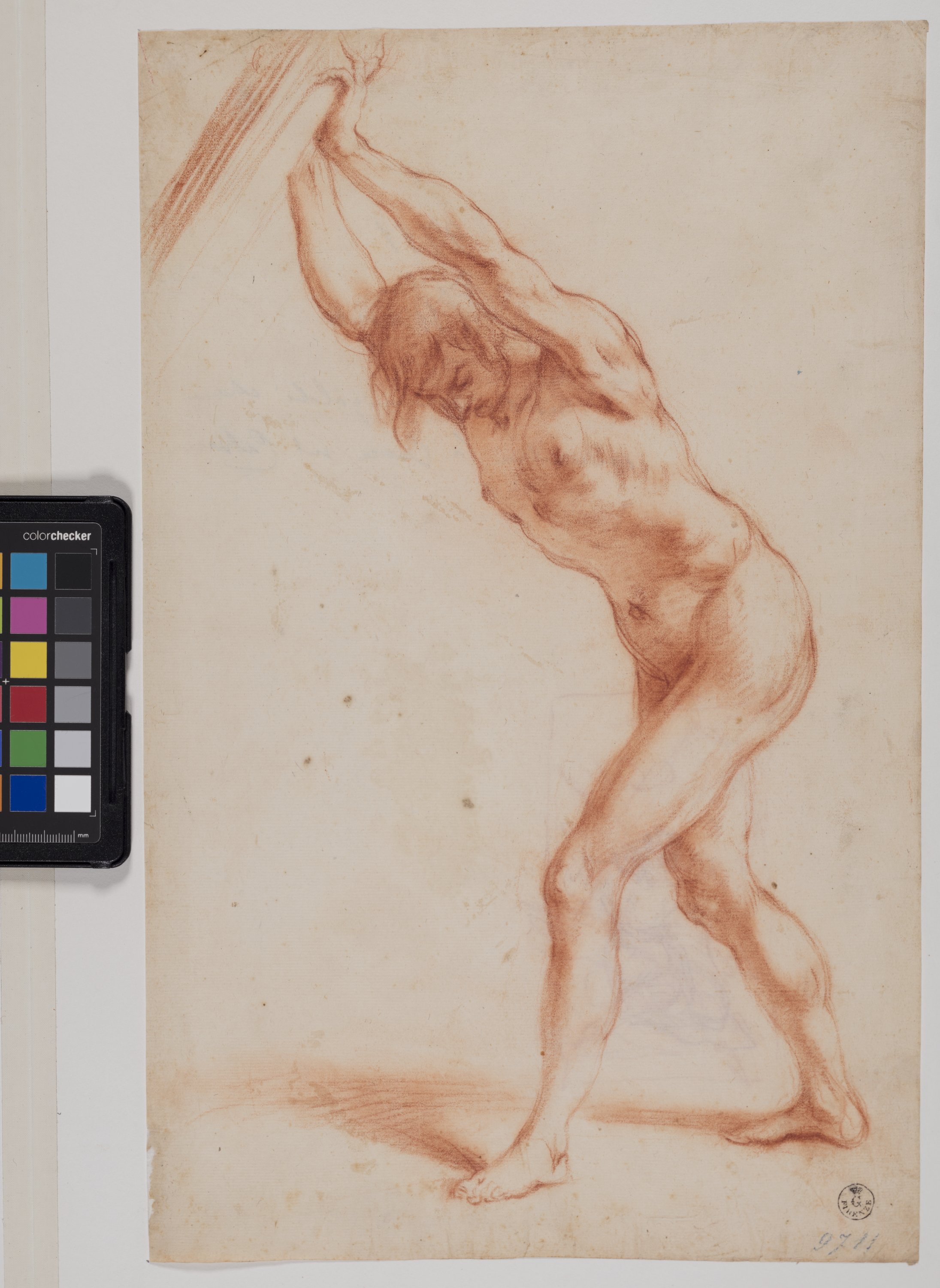 Studio di figura maschile nuda (r.), Estasi di San Francesco d'Assisi (v.) (disegno) di Furini Francesco (XVII)