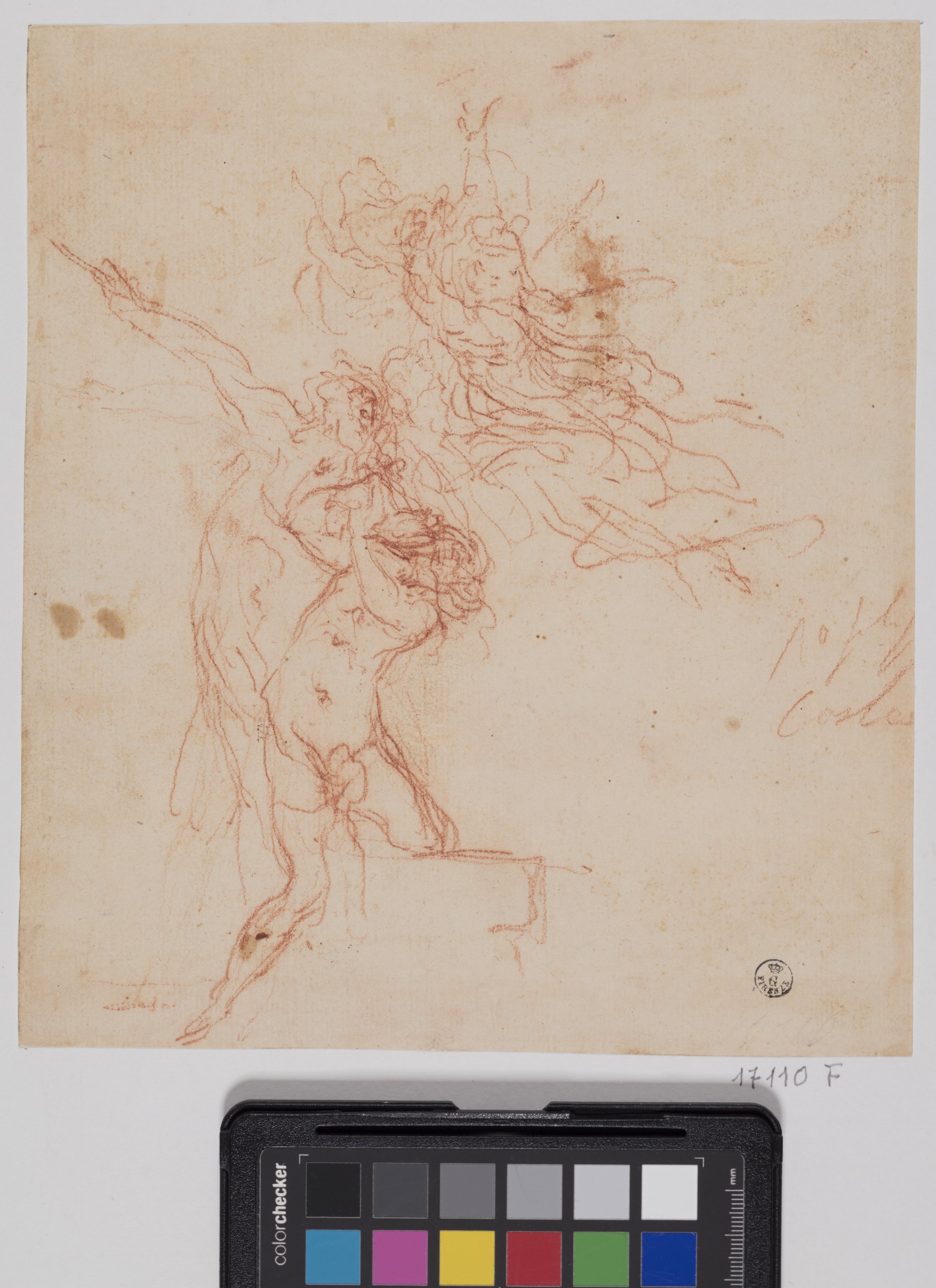 Studio per un nudo maschile, Sacrificio di Isacco (r.), Studio femminile parziale per Santa Maria Maddalena (v.) (disegno) di Furini Francesco (XVII, XVII)