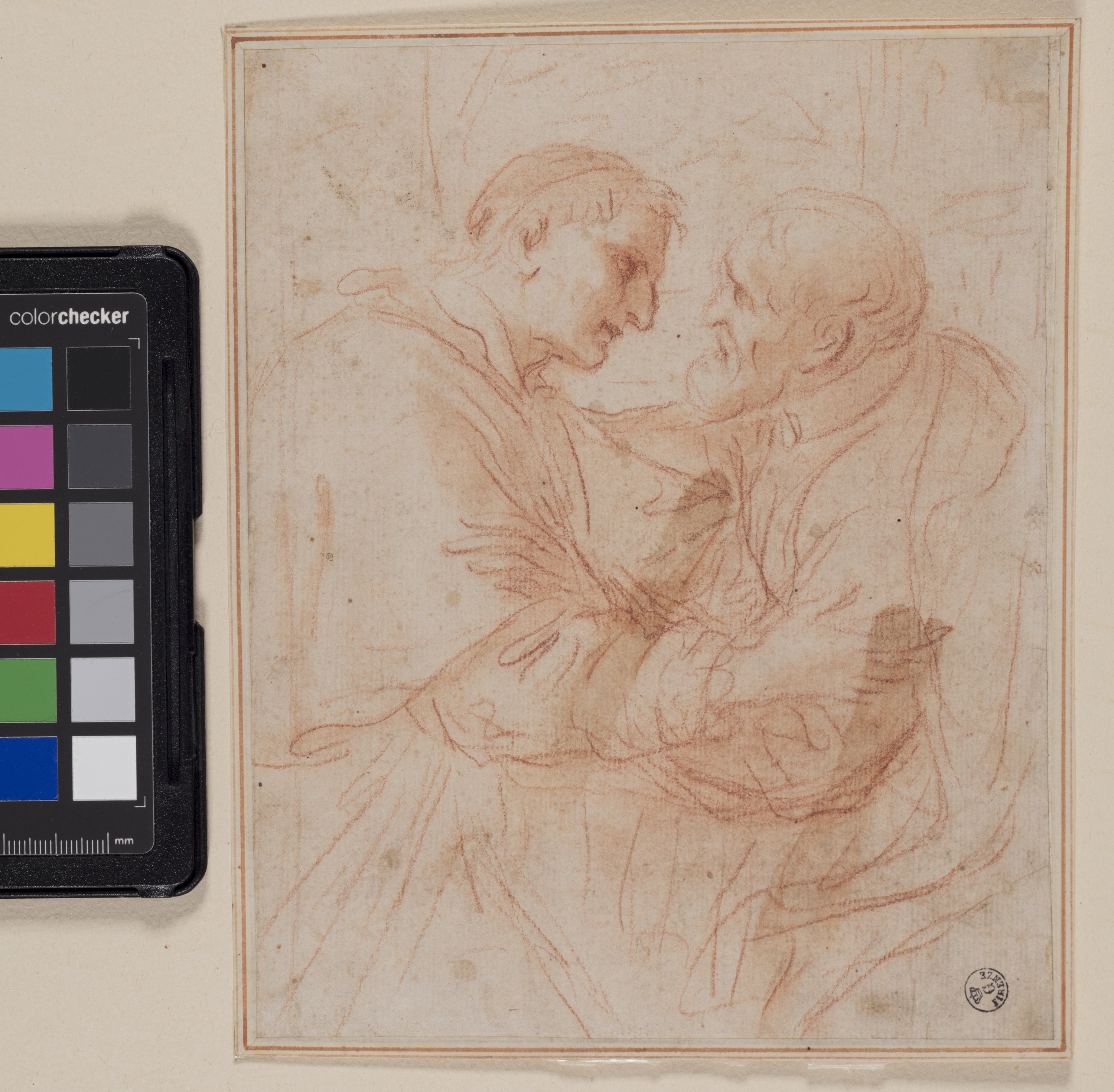 Incontro di San Carlo Borromeo con San Filippo Neri (disegno) di Furini Francesco (XVII)