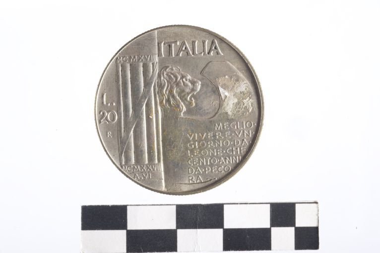 moneta - 20 lire - ambito Regno d'Italia (sec. XX d.C)