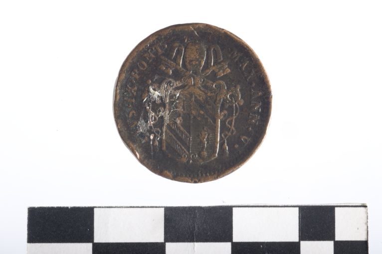 moneta - mezzo baiocco - ambito Stato Pontificio (sec. XIX d.C)