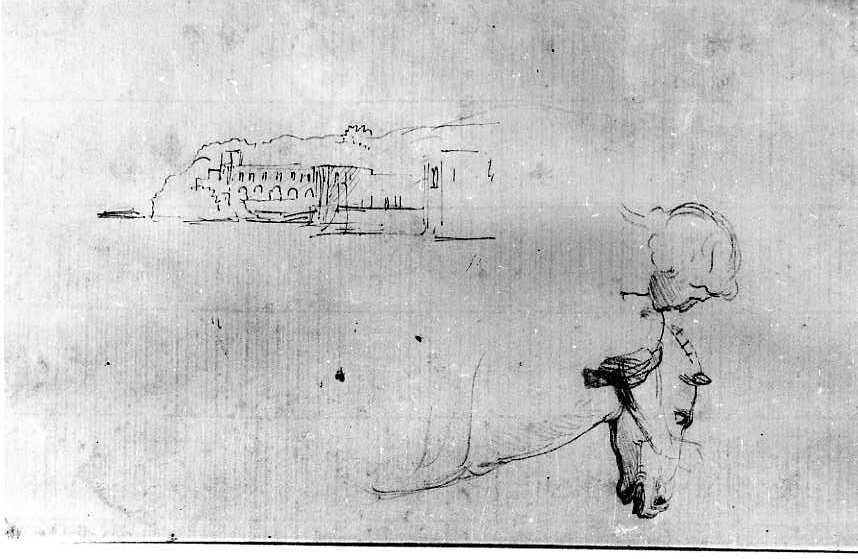 Schizzi di Posillipo e di un Dioscuro/Studio della Chiesa di Santa Maria della Vittoria a Napoli ed elementi architettonici, Schizzi di Posillipo e di un Dioscuro/ Studio della Chiesa di Santa Maria della Vittoria a Napoli ed elementi architettonici (disegno, insieme) di Van Wittel Gaspar (sec. XVIII)